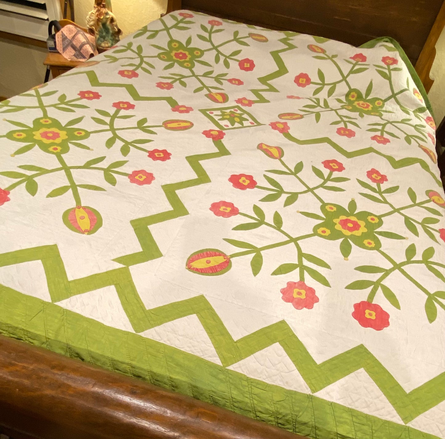 1860’s Four Block of Rose/Love Apple Appliqué with Border