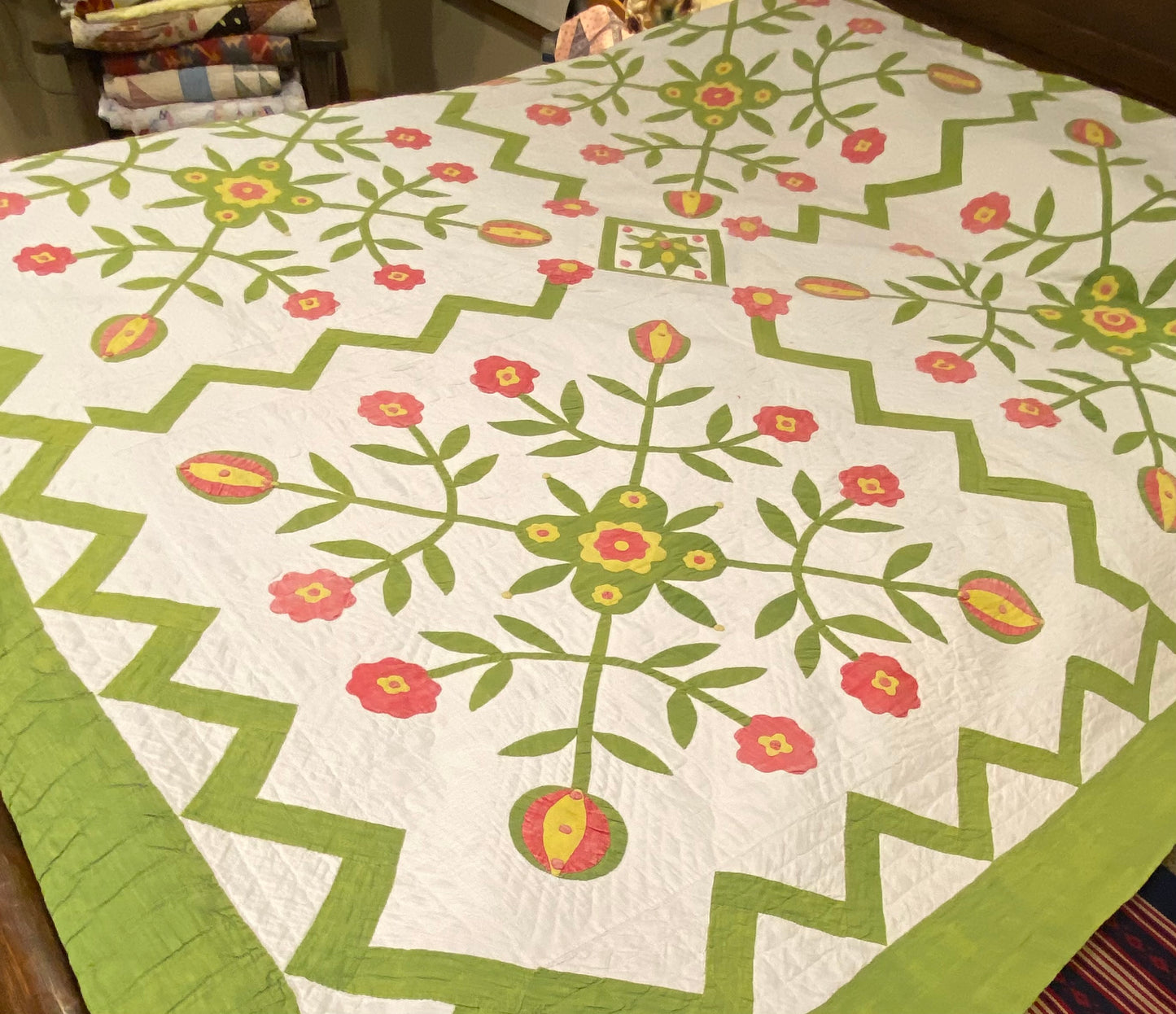 1860’s Four Block of Rose/Love Apple Appliqué with Border