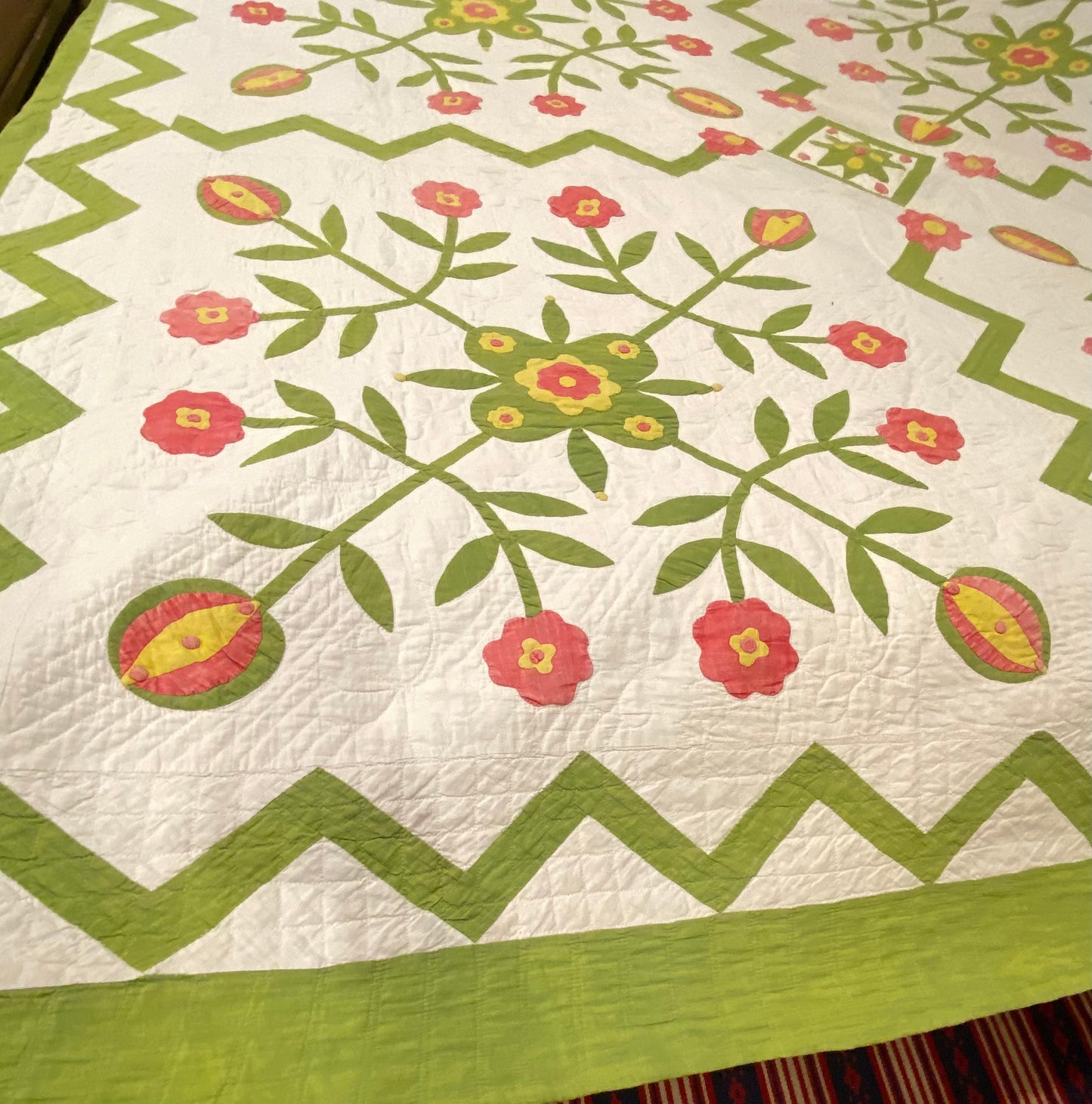 1860’s Four Block of Rose/Love Apple Appliqué with Border