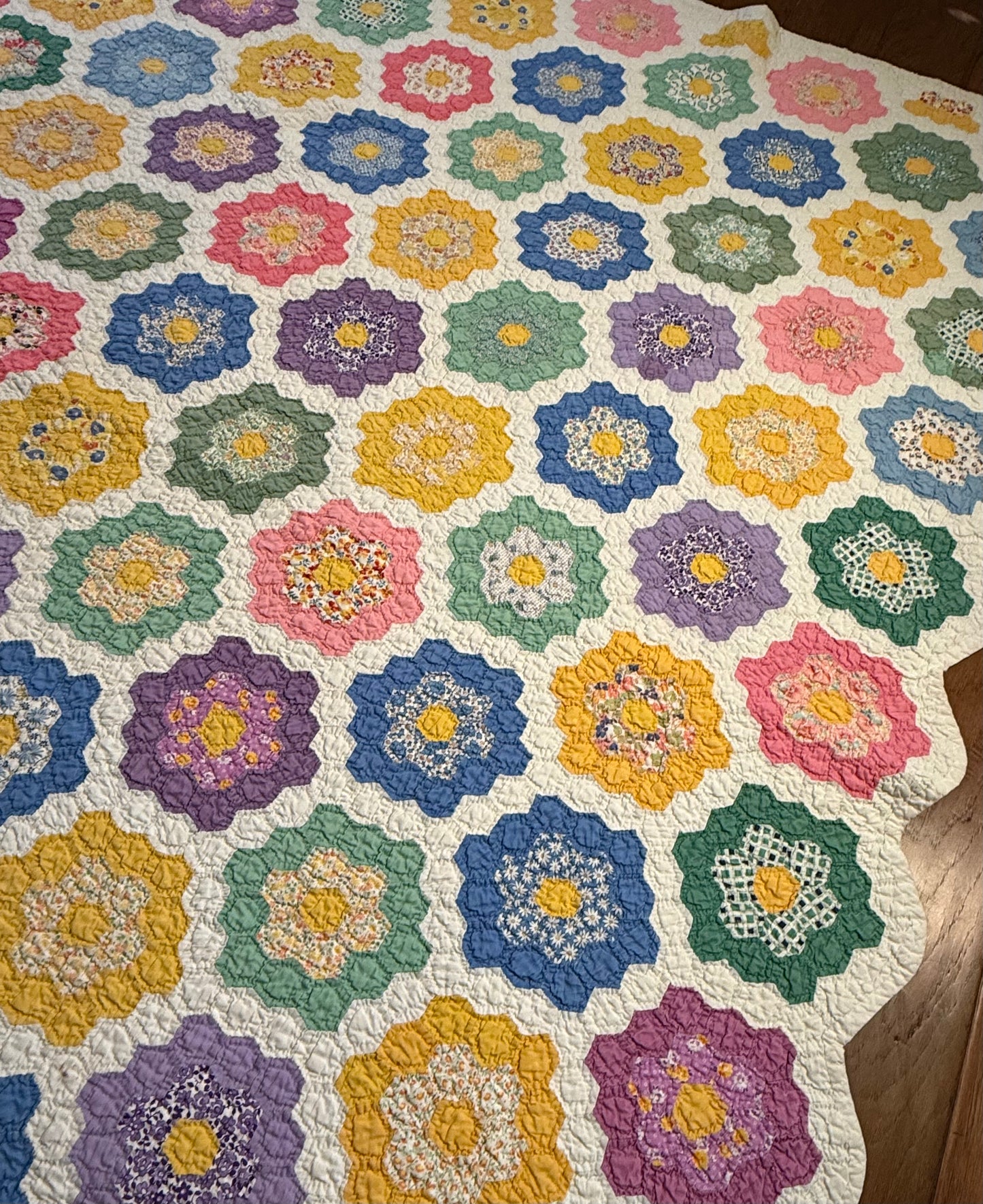 Colorful Rainbow Flower Garden Quilt