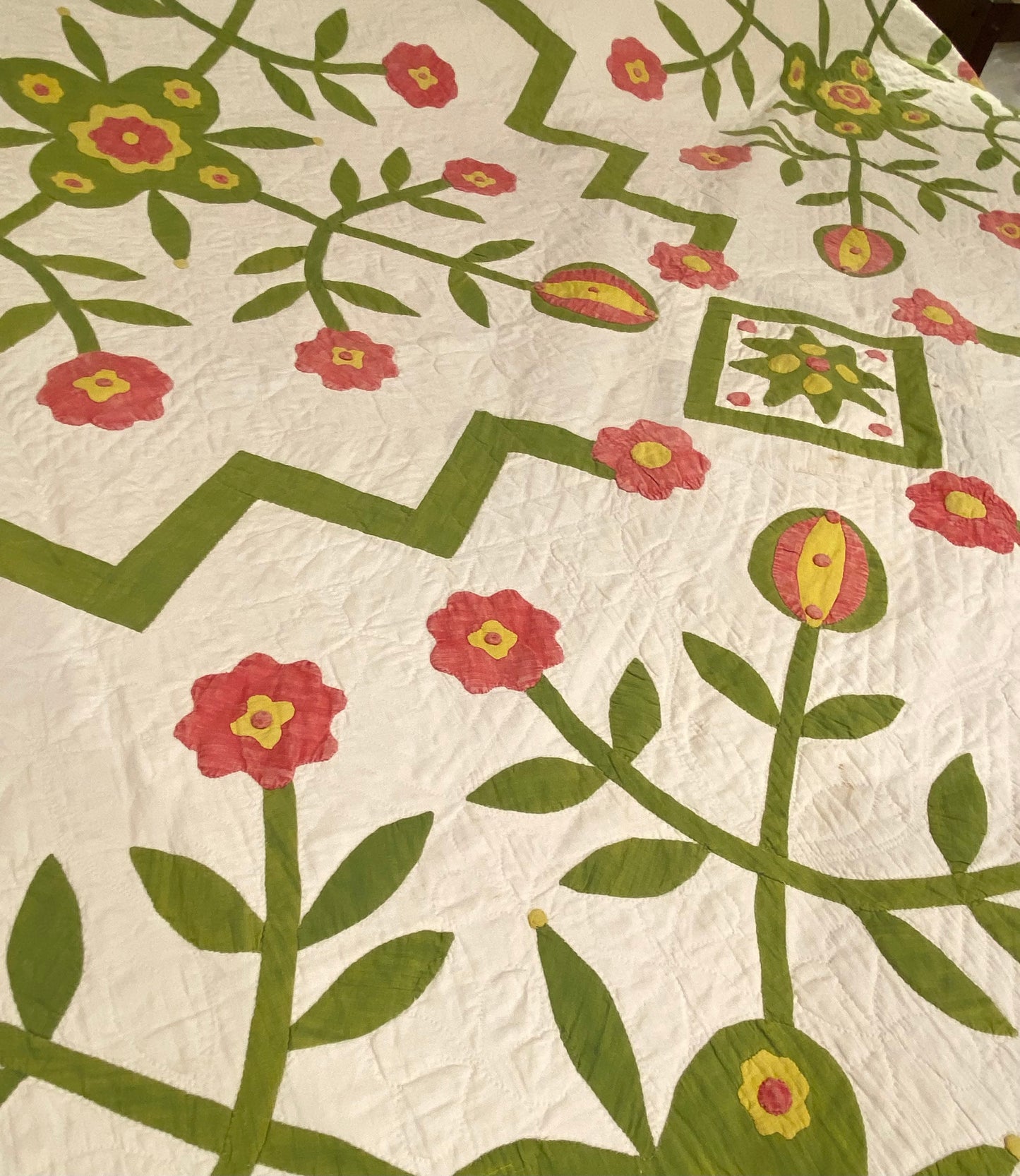 1860’s Four Block of Rose/Love Apple Appliqué with Border