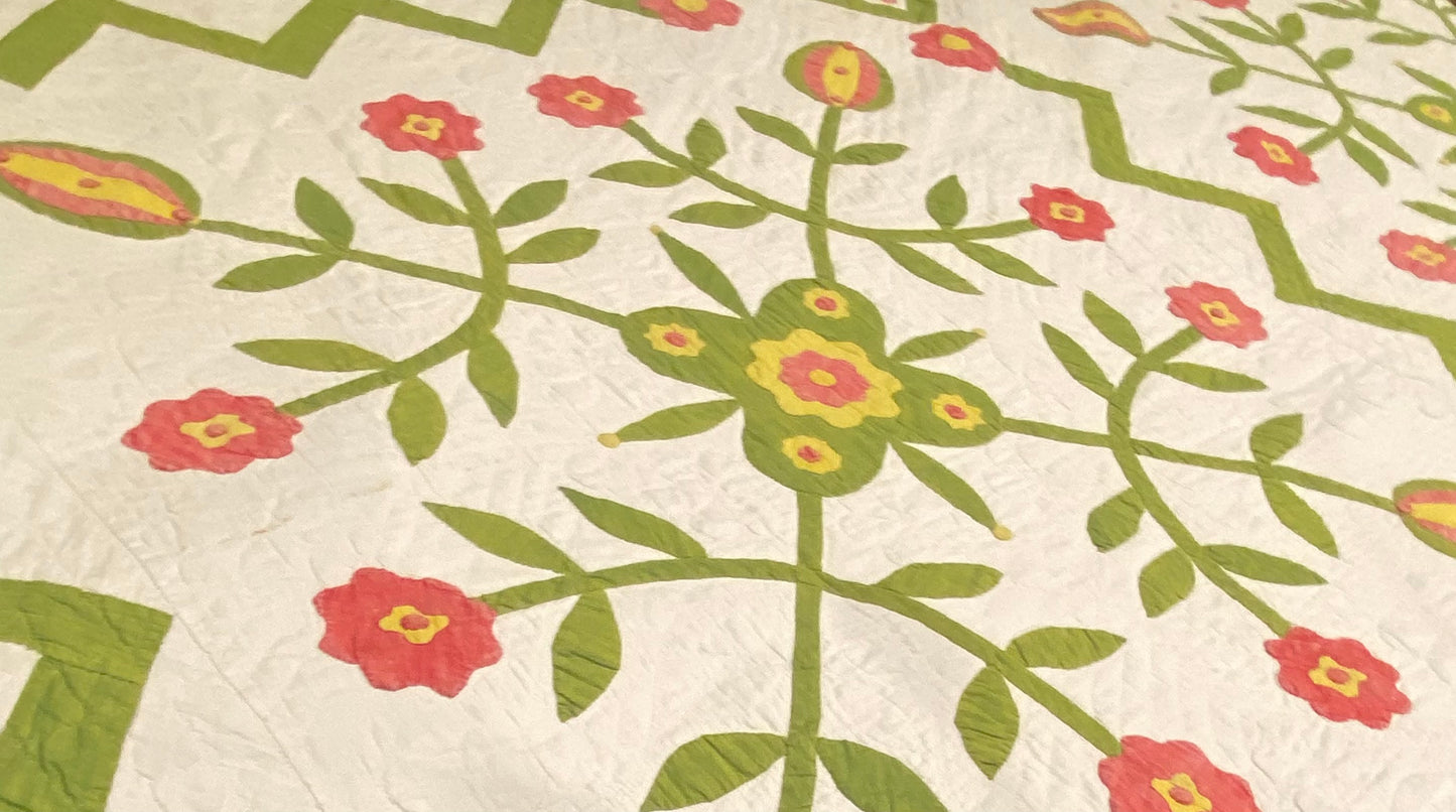 1860’s Four Block of Rose/Love Apple Appliqué with Border