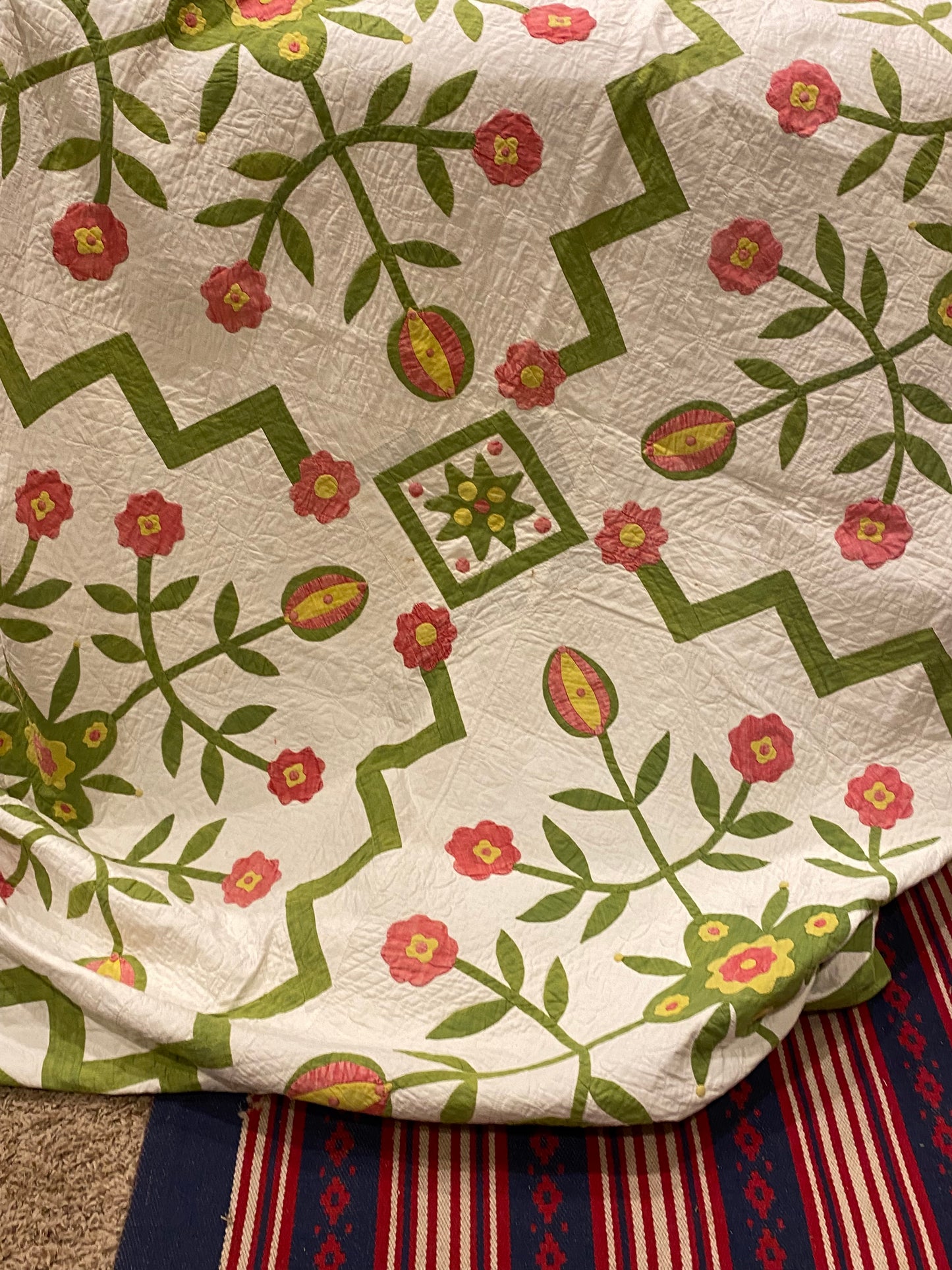1860’s Four Block of Rose/Love Apple Appliqué with Border