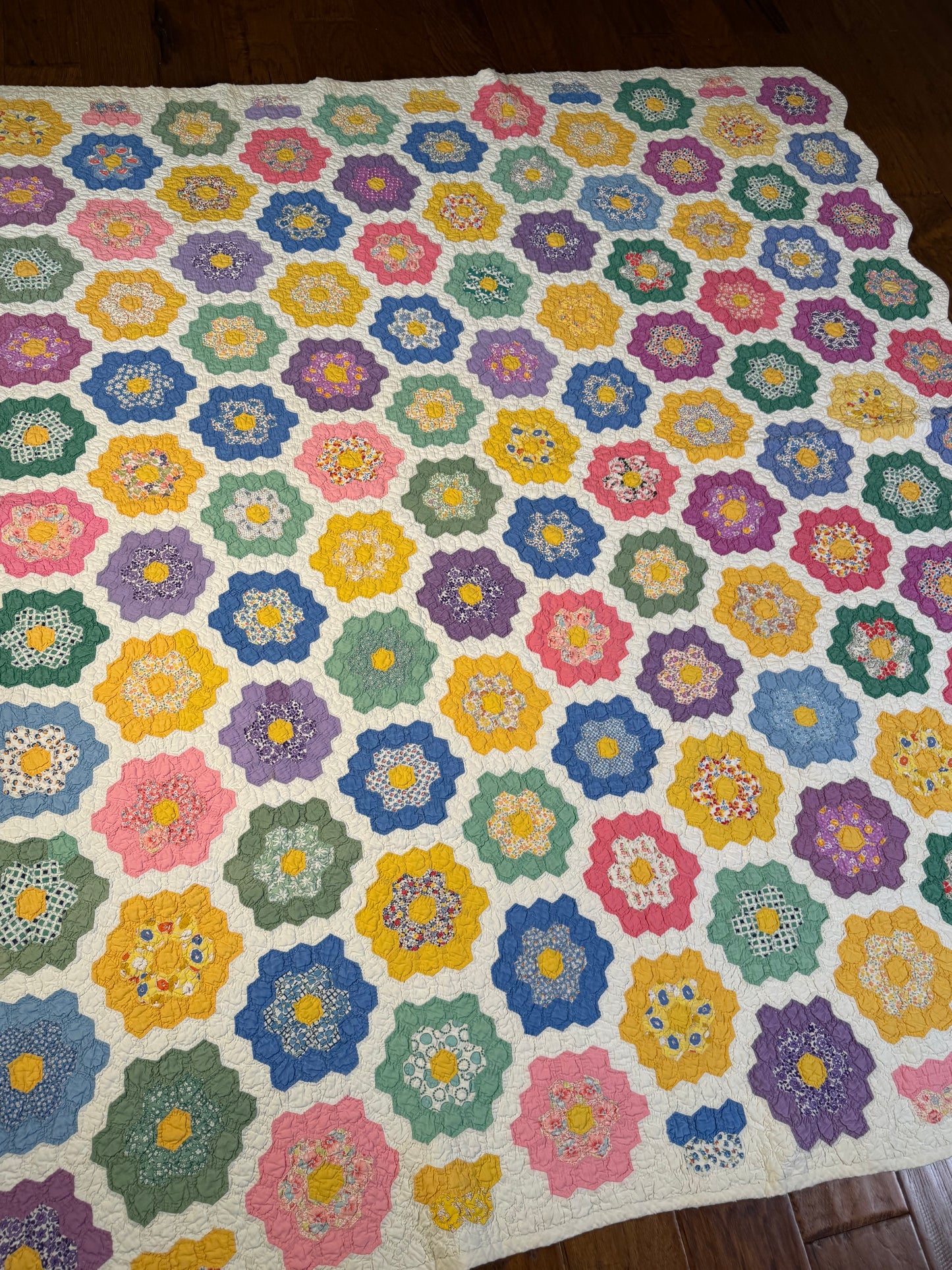 Colorful Rainbow Flower Garden Quilt
