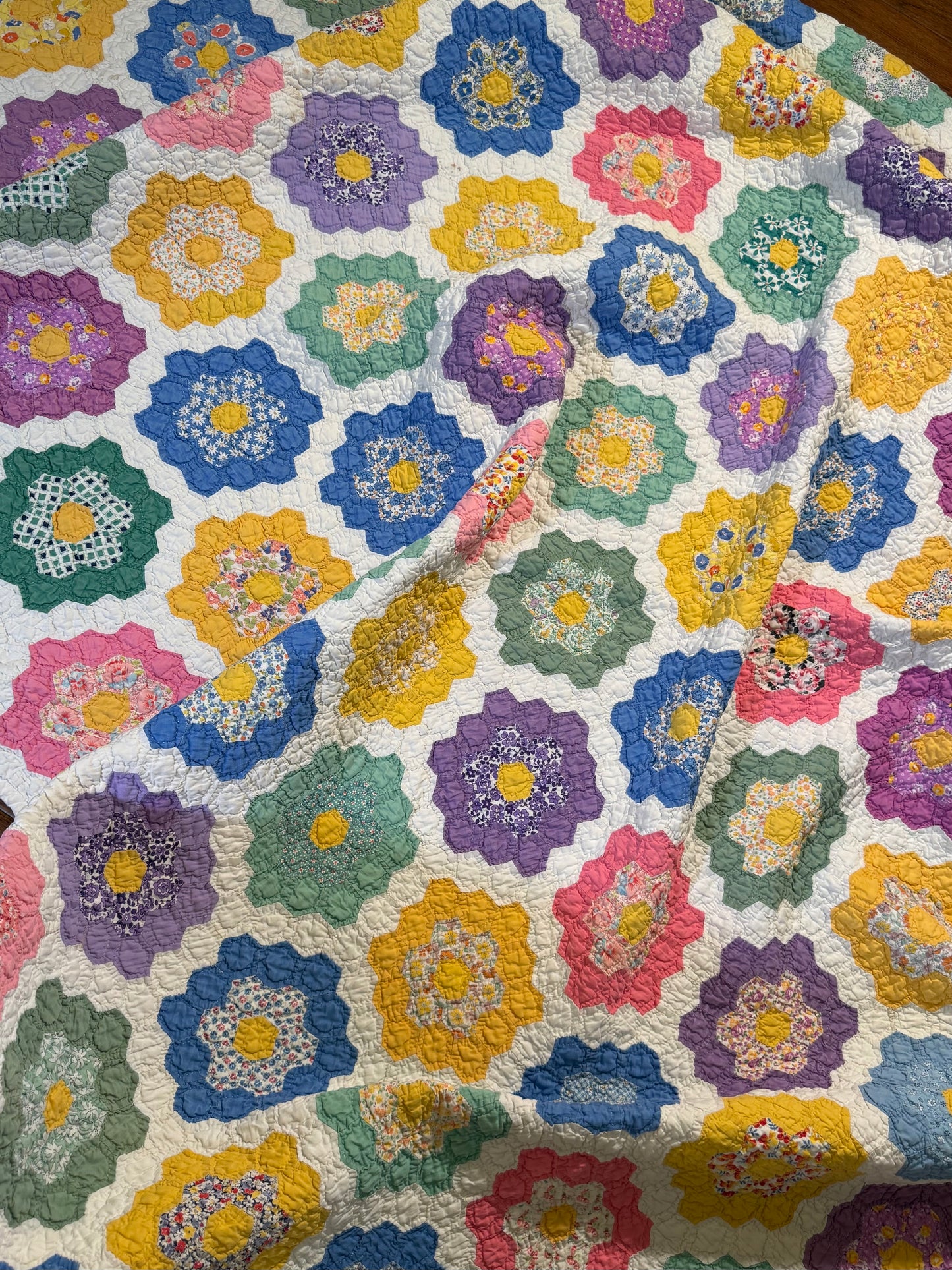 Colorful Rainbow Flower Garden Quilt