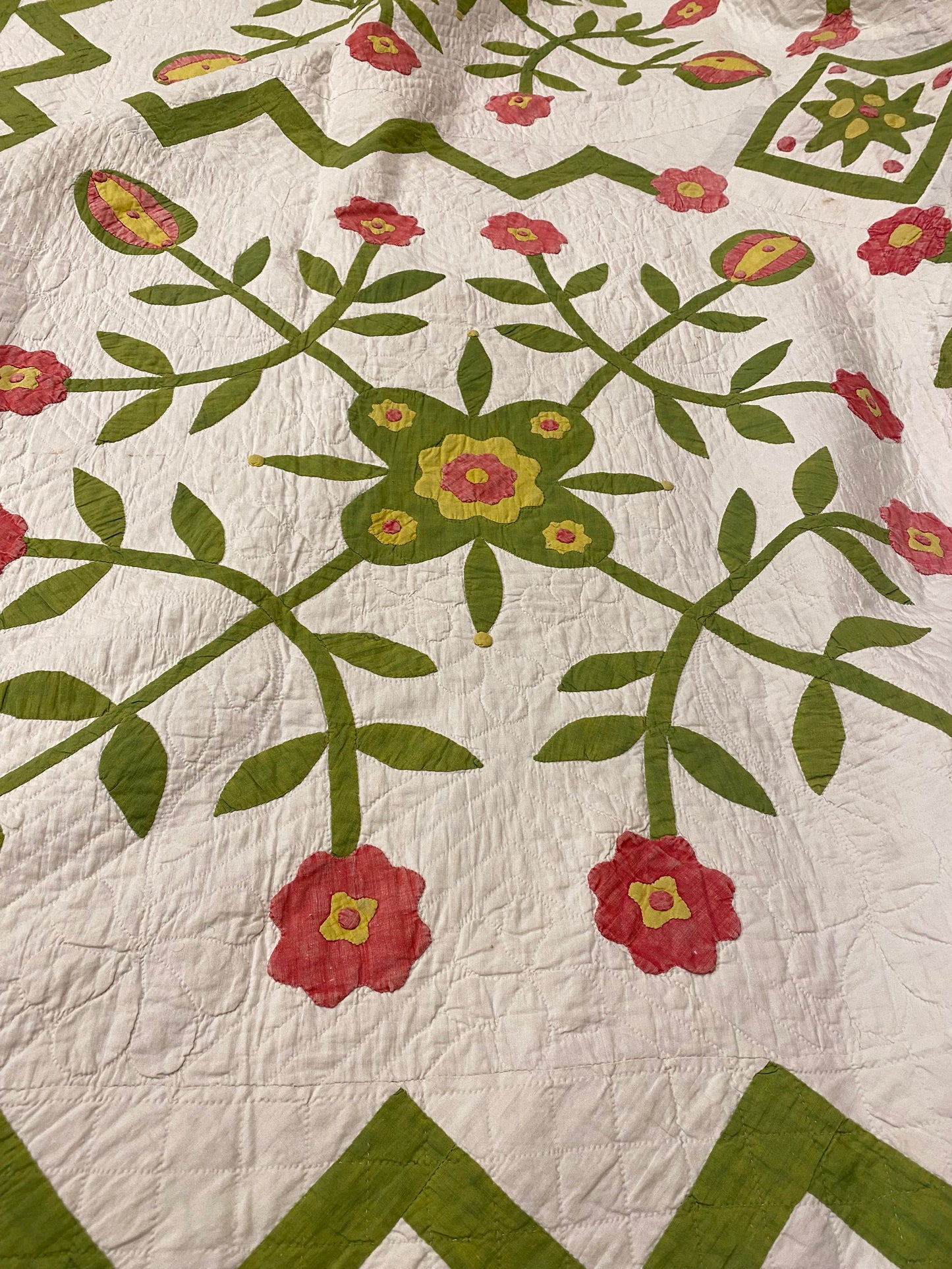 1860’s Four Block of Rose/Love Apple Appliqué with Border