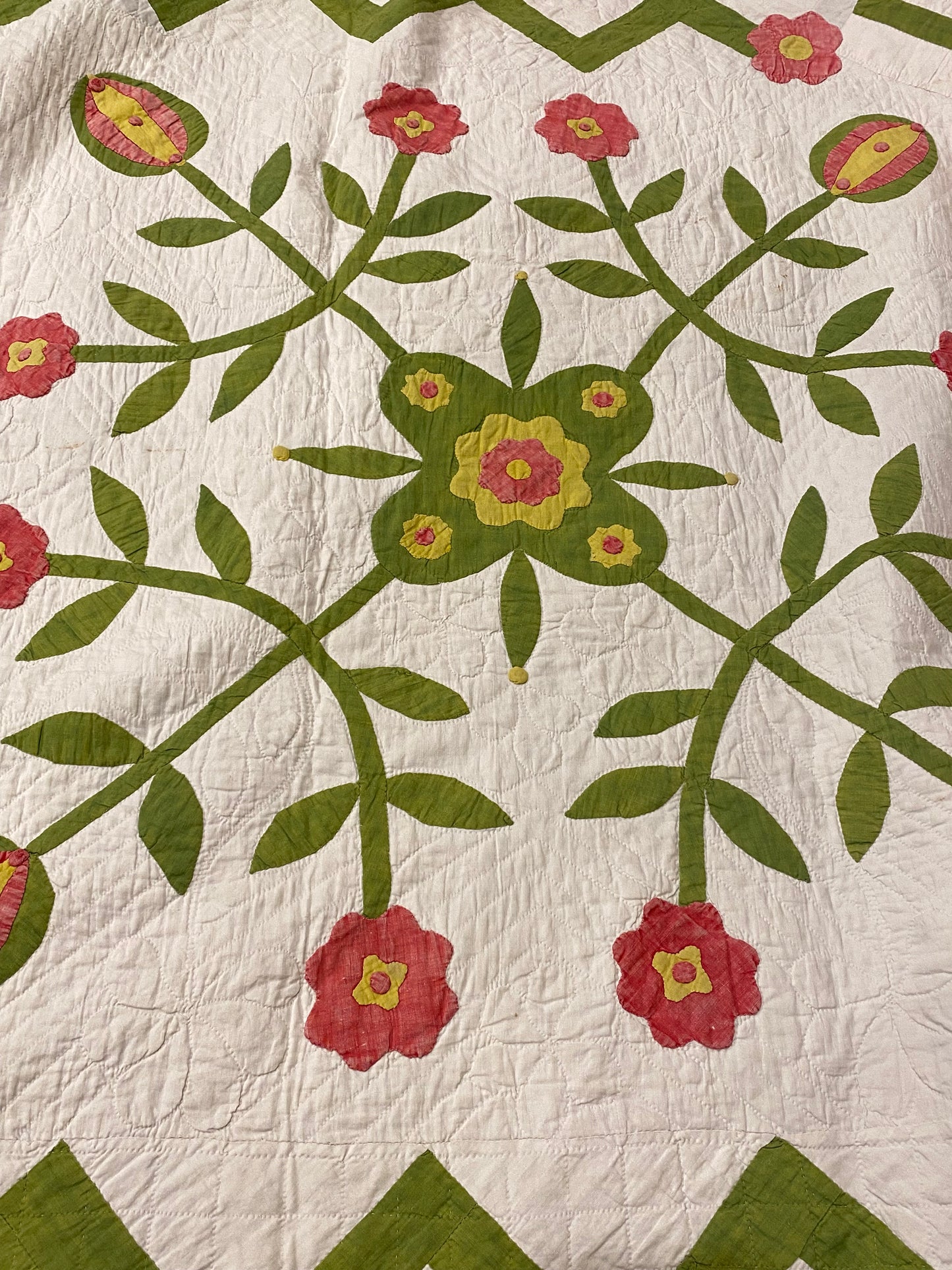 1860’s Four Block of Rose/Love Apple Appliqué with Border