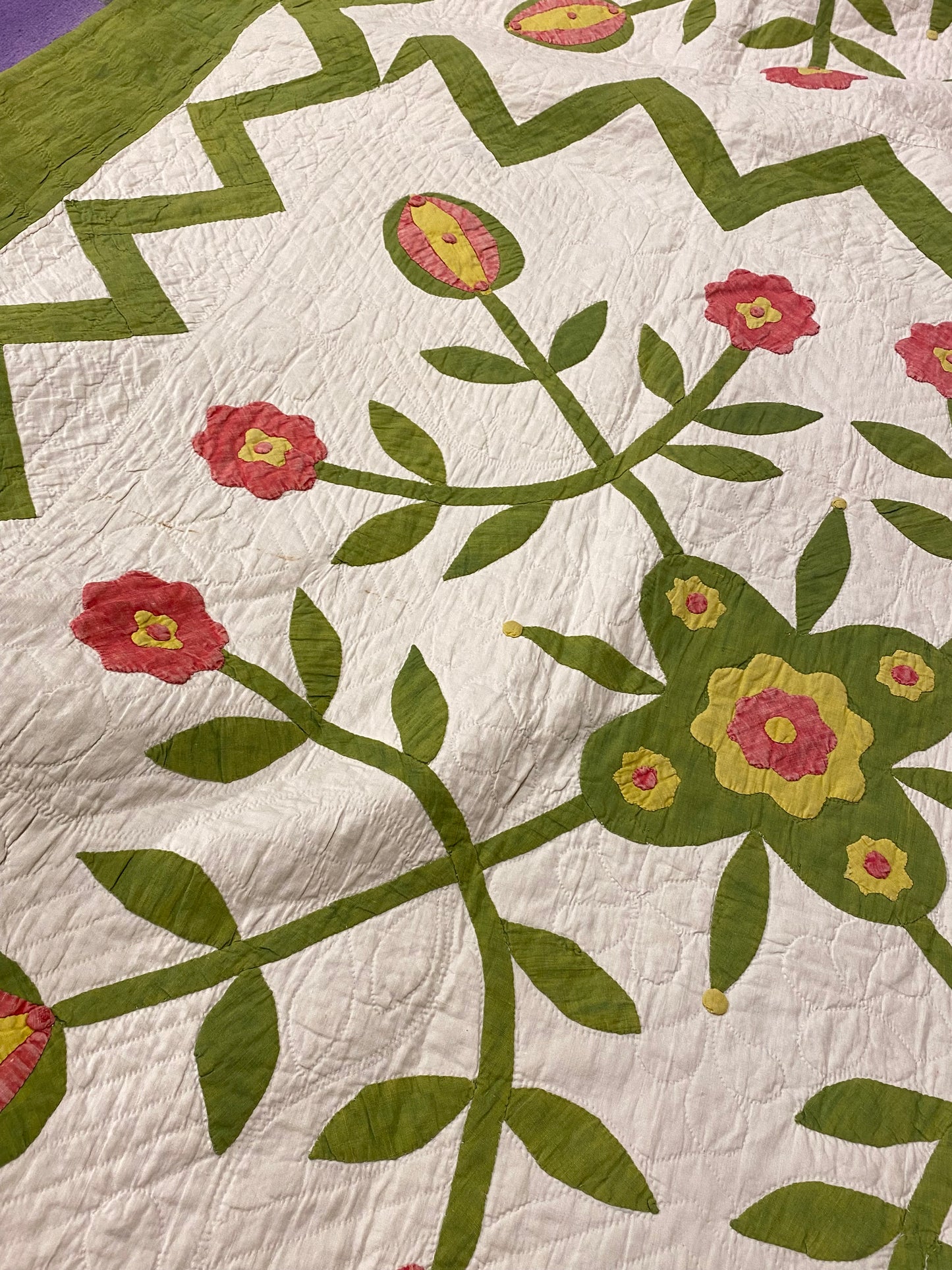 1860’s Four Block of Rose/Love Apple Appliqué with Border