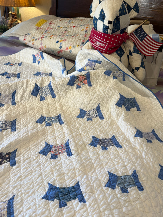 Original Small Scale Scottie Dog Quilt -Crib/Youth