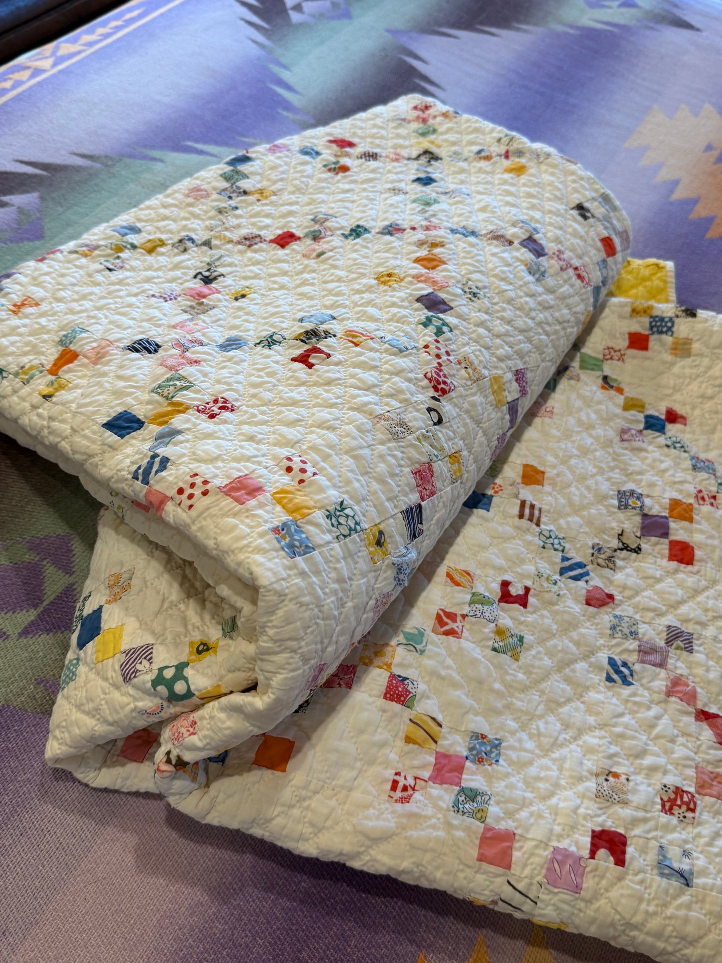Miniature Mini Scale Double 9 Patch Quilt