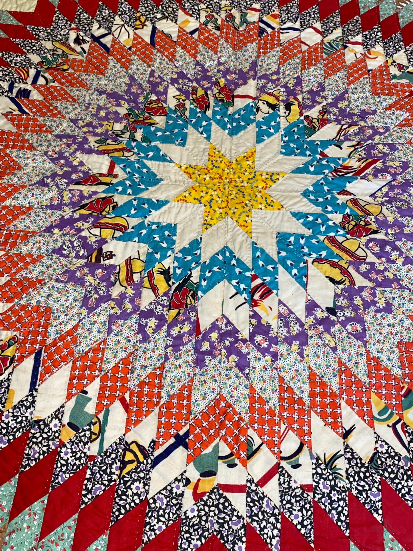 Blazing Star of Stars with Stars Border Quilt