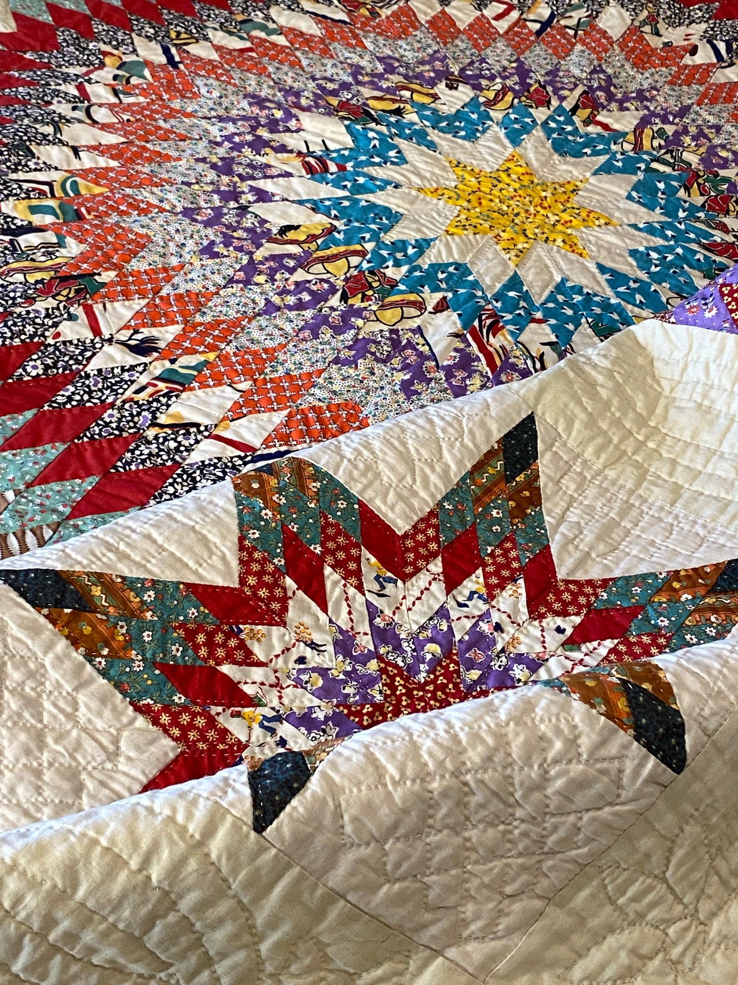 Blazing Star of Stars with Stars Border Quilt