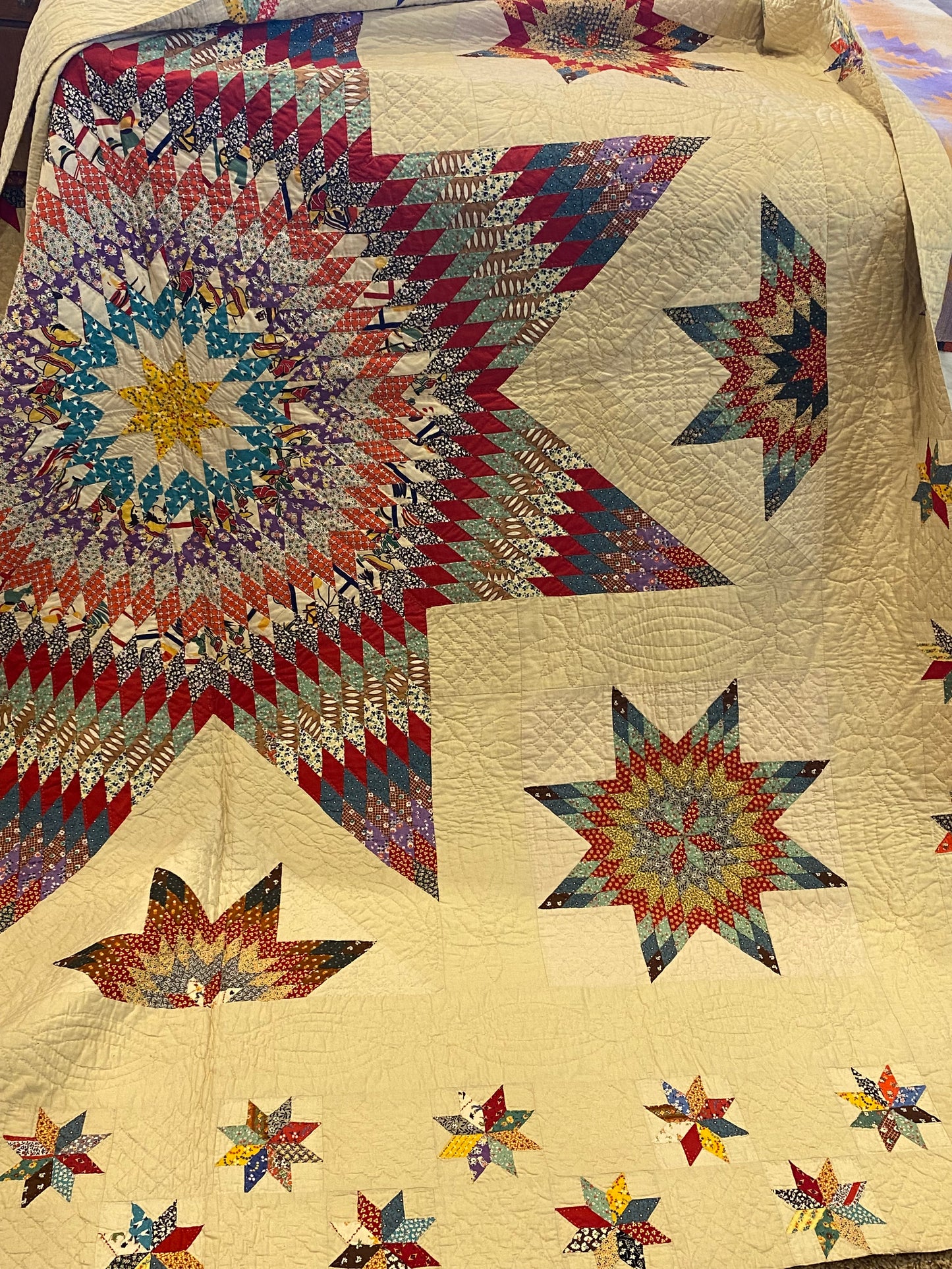 Blazing Star of Stars with Stars Border Quilt