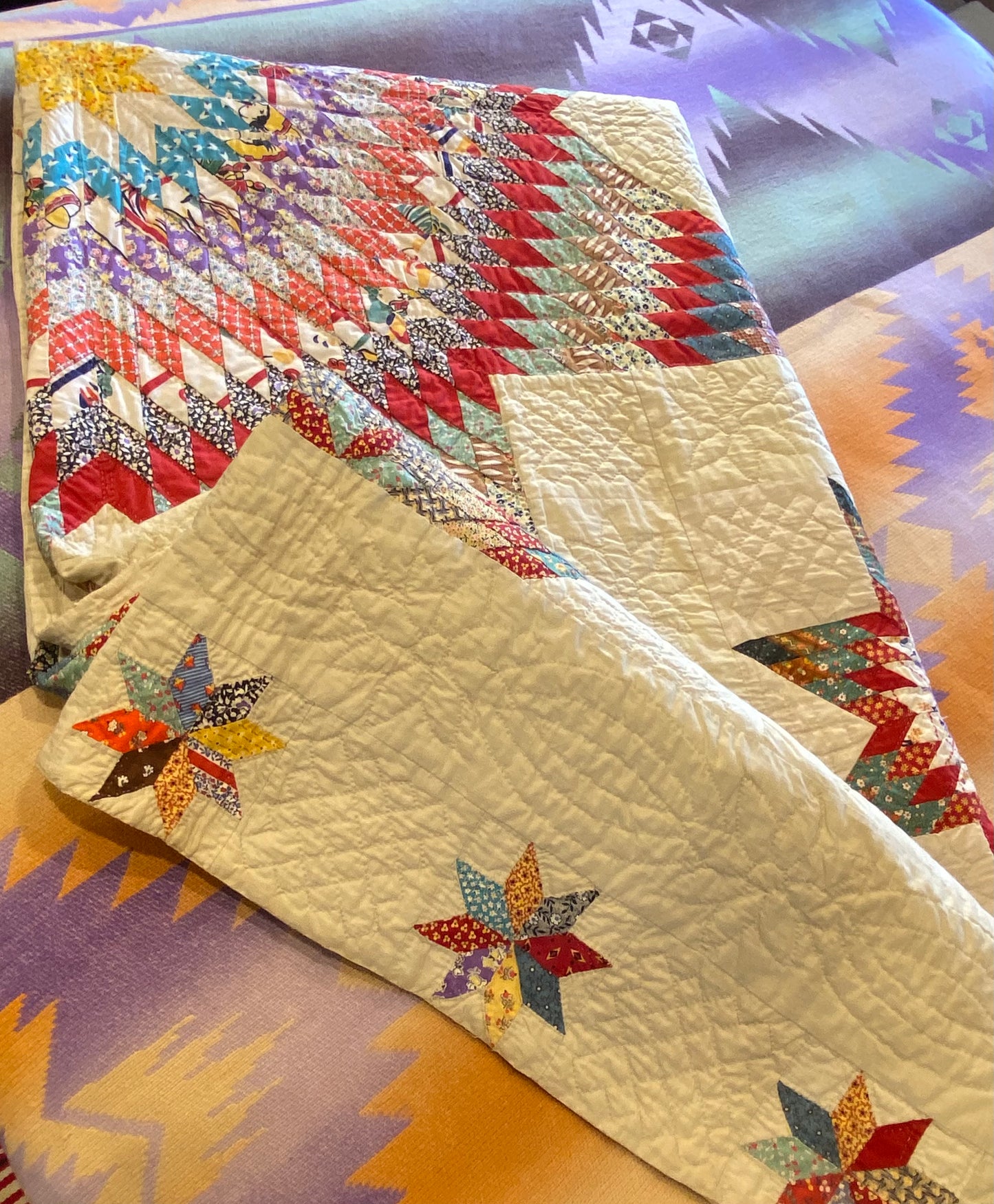 Blazing Star of Stars with Stars Border Quilt