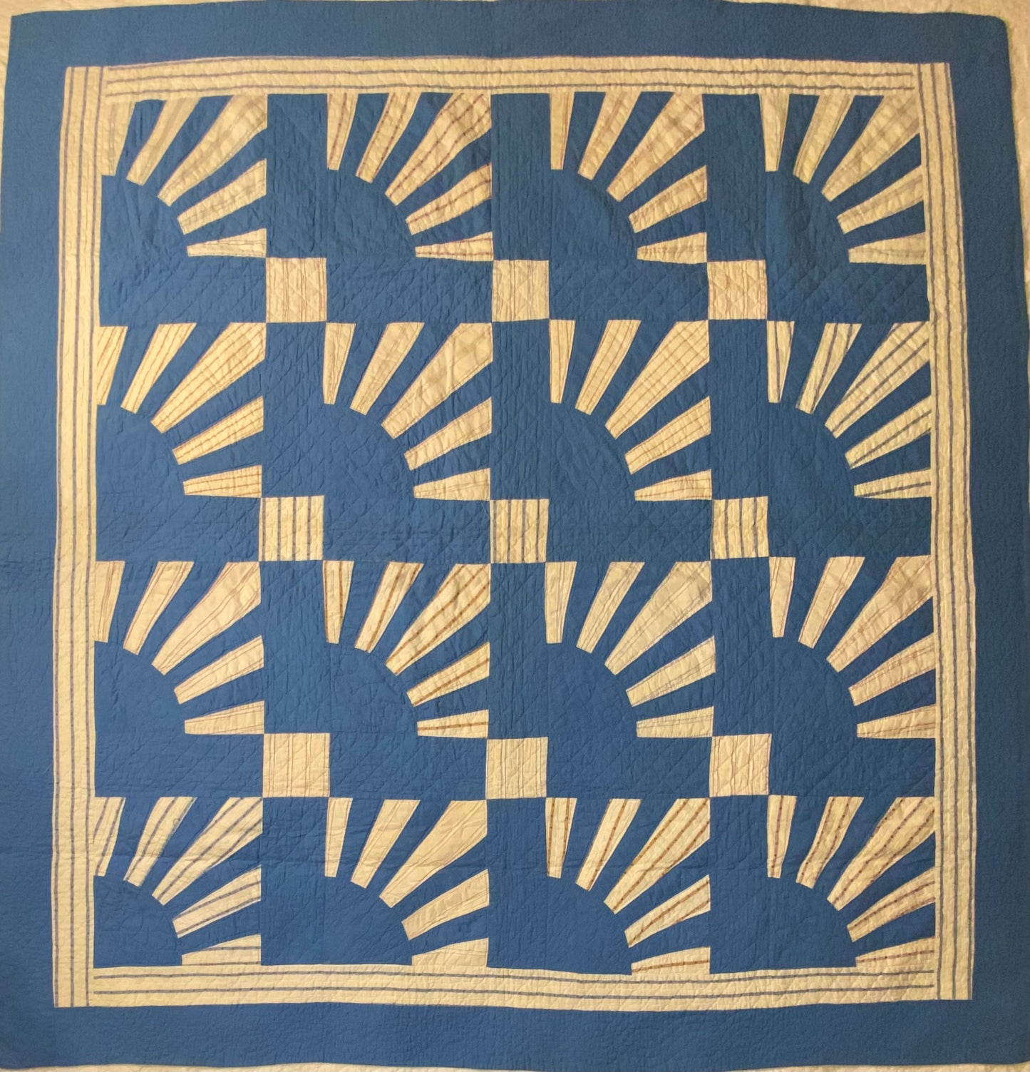 Unique Friendship Fan Quilt on Blue