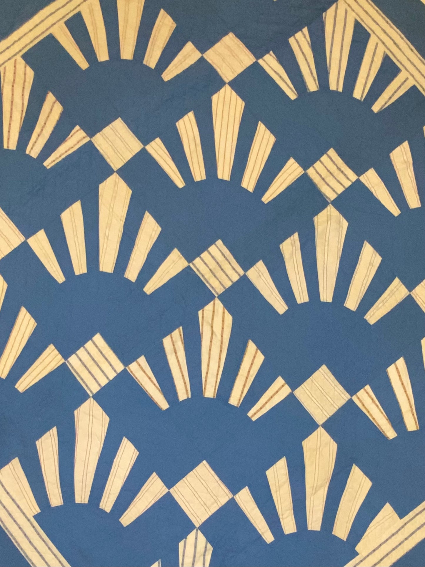 Unique Friendship Fan Quilt on Blue