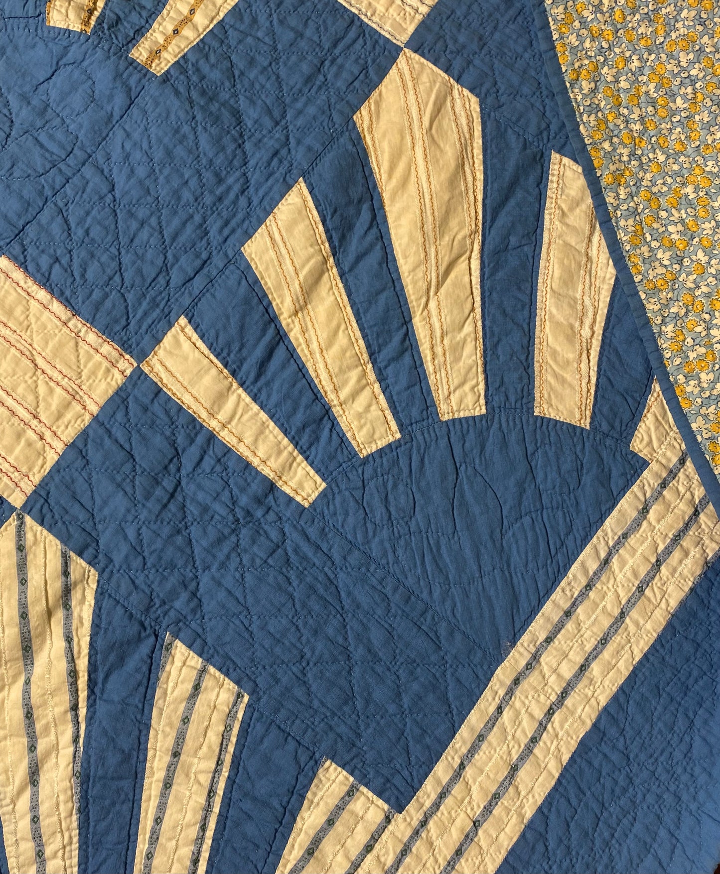 Unique Friendship Fan Quilt on Blue