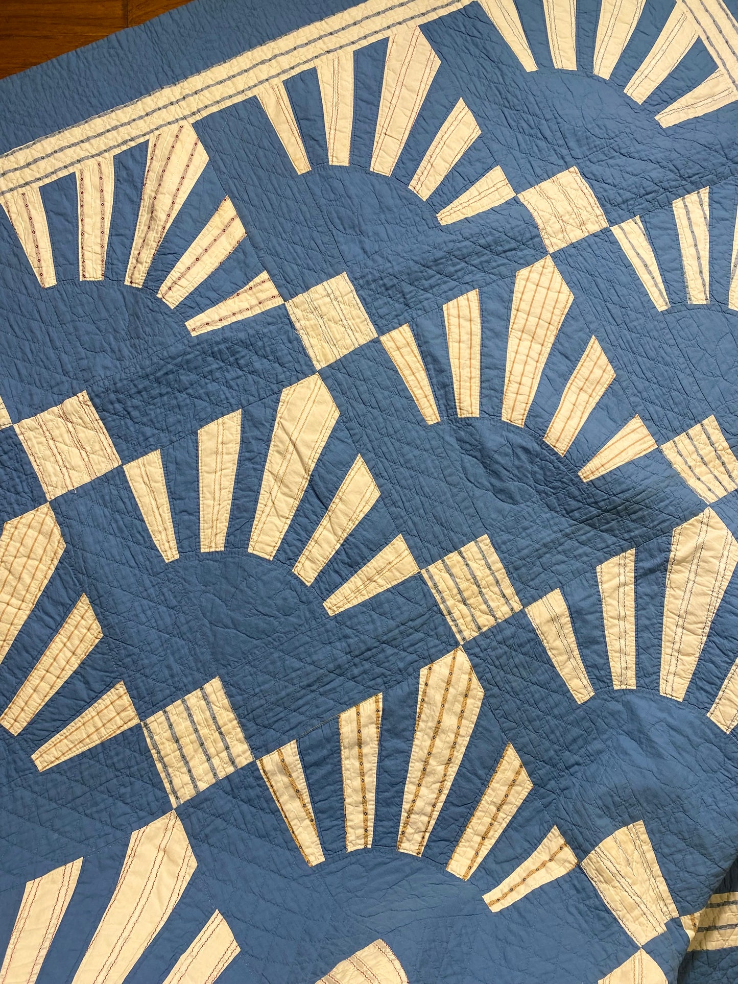 Unique Friendship Fan Quilt on Blue