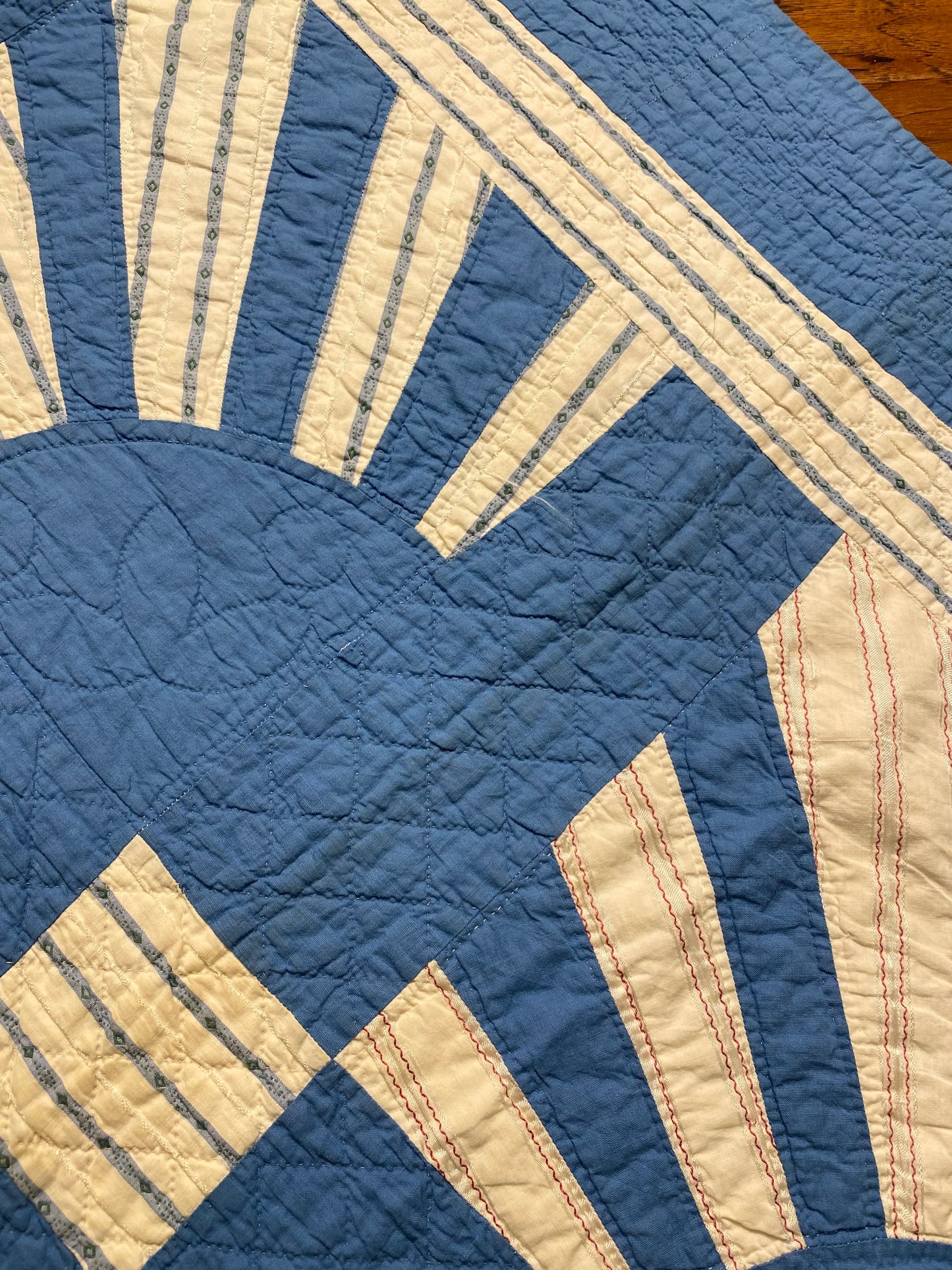 Unique Friendship Fan Quilt on Blue