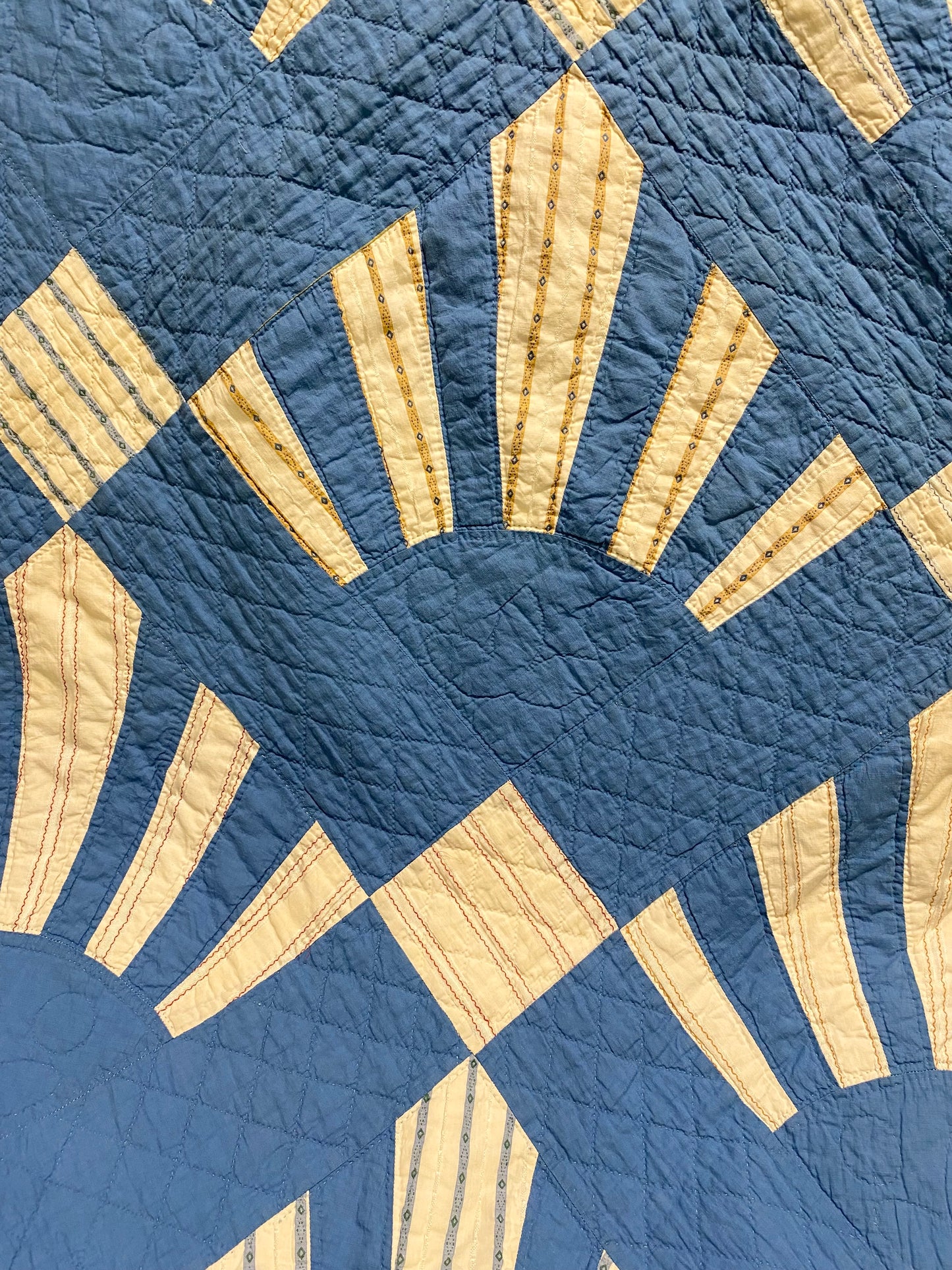 Unique Friendship Fan Quilt on Blue