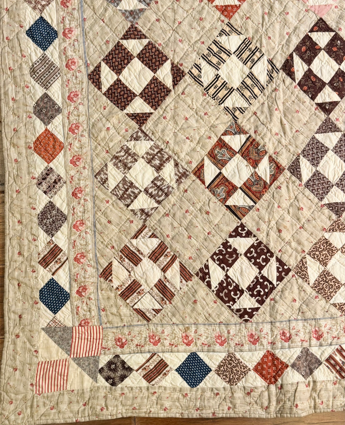 Early Shoofly Quilt with Blocks Border