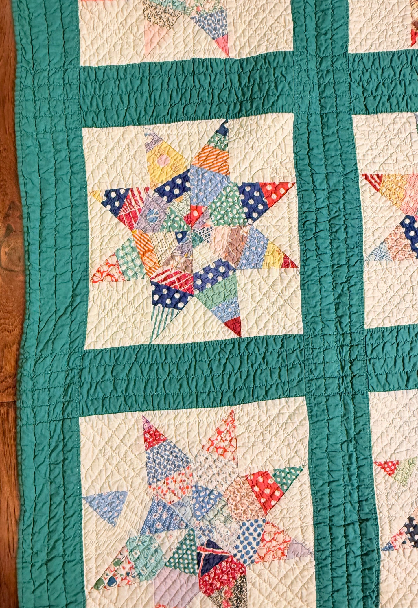 Colorful Scrappy String Stars Quilt