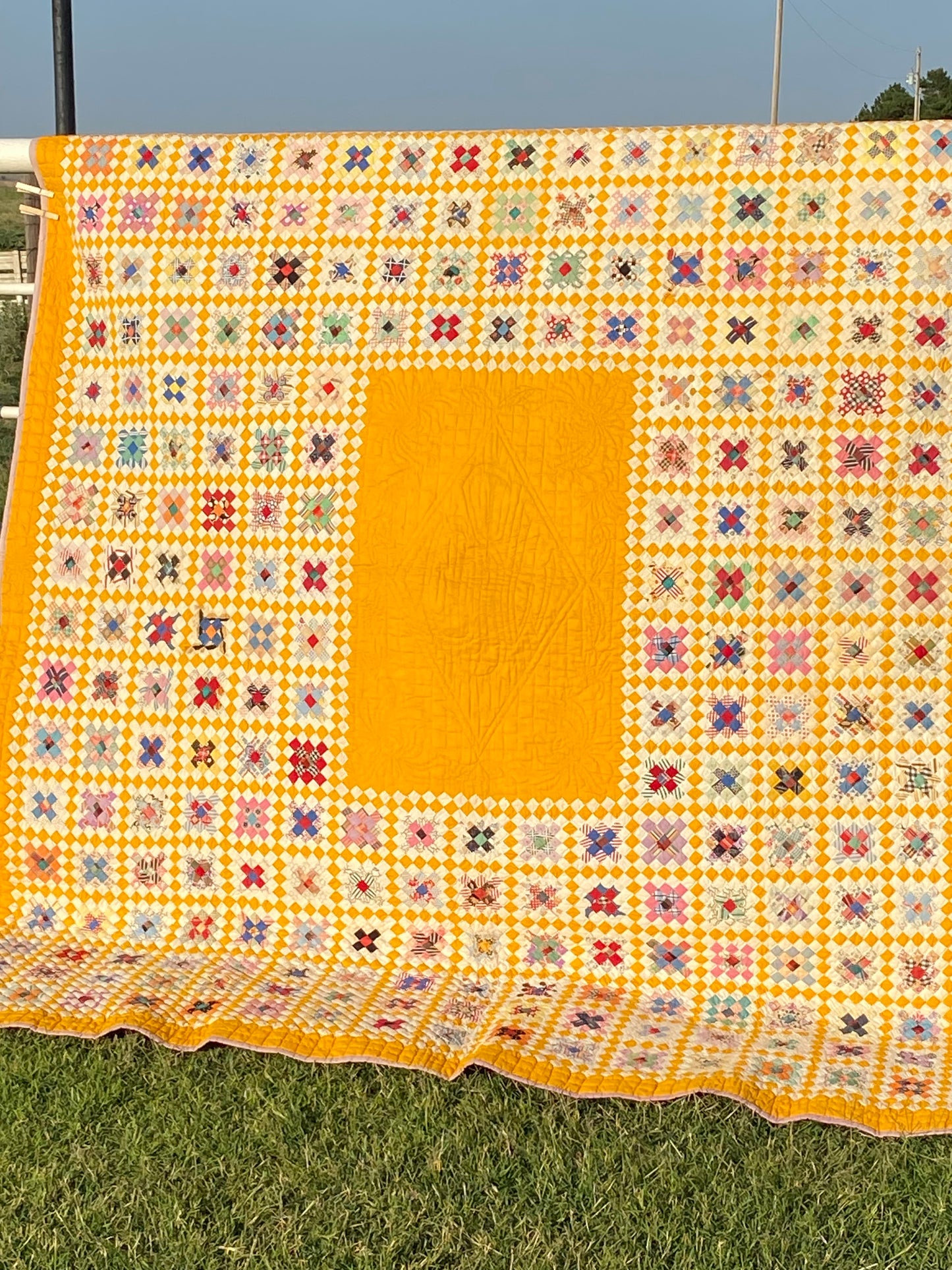 Miniature Scale Blocks of Patchwork with Medallion Center Quilt -SOLD