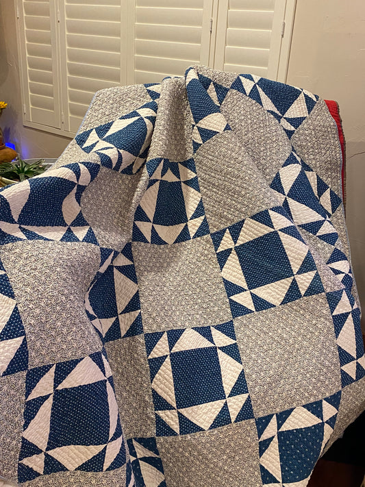 Blues Grandmother’s Favorite  Quilt