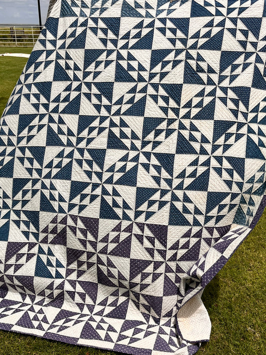 Corn and Beans Quilt in Blues