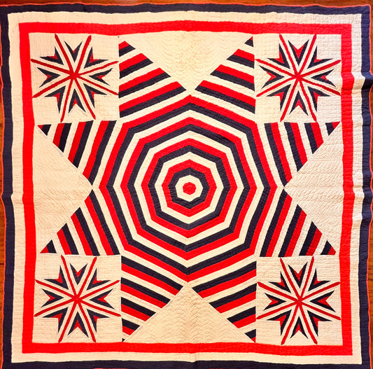 Americana String Strip Stars~Red, White and Blue Quilt