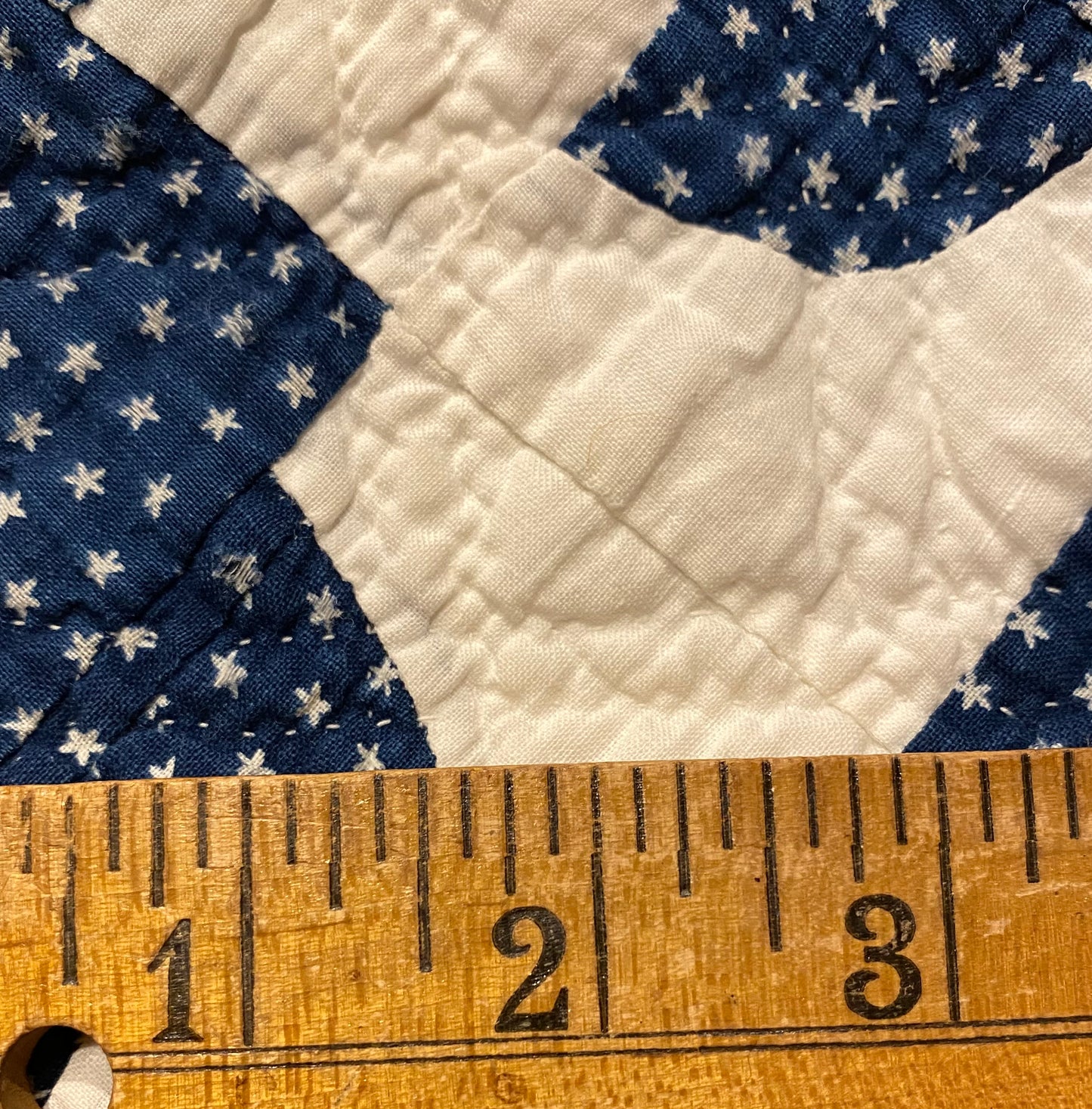 Drunkards Path in Indigo Quilt -Triple Border
