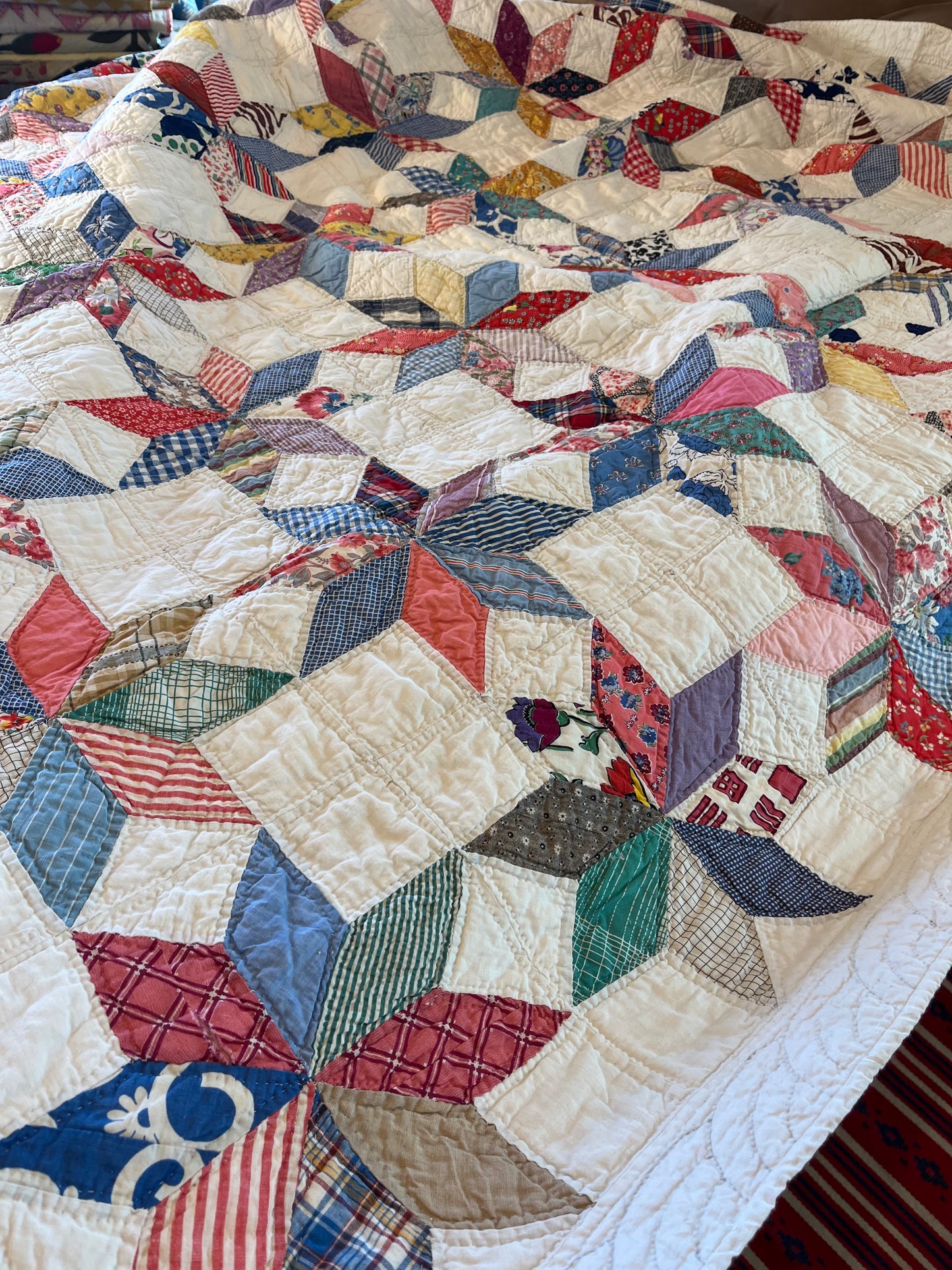 Scrappy Feedsack Touching Stars Quilt