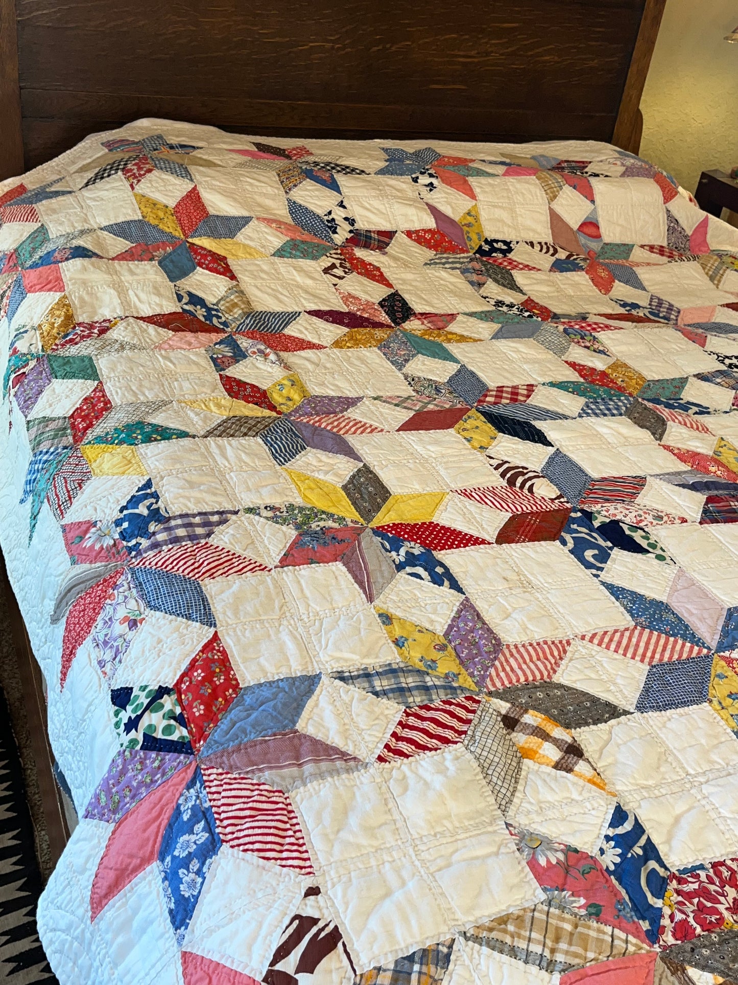 Scrappy Feedsack Touching Stars Quilt