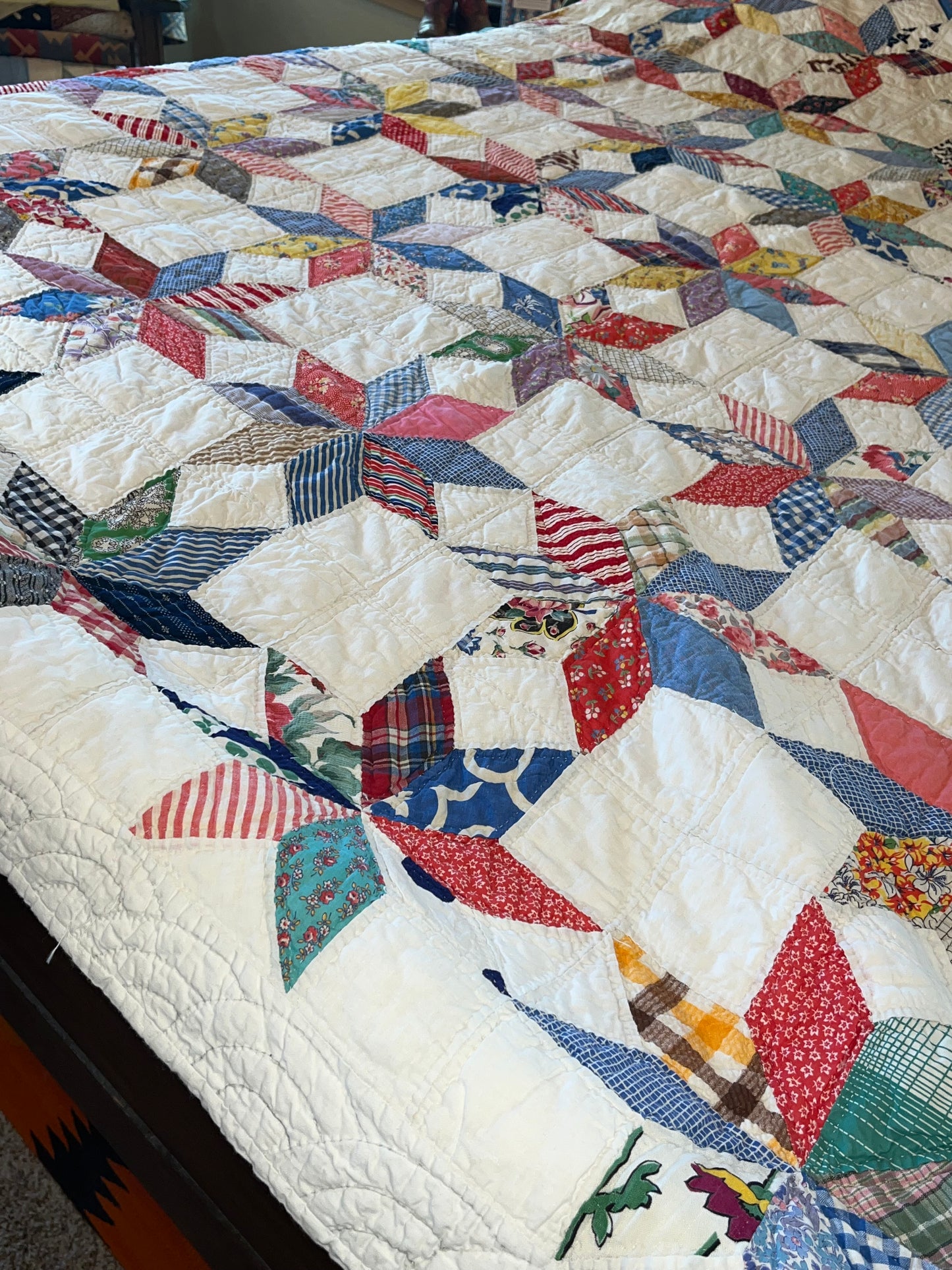 Scrappy Feedsack Touching Stars Quilt