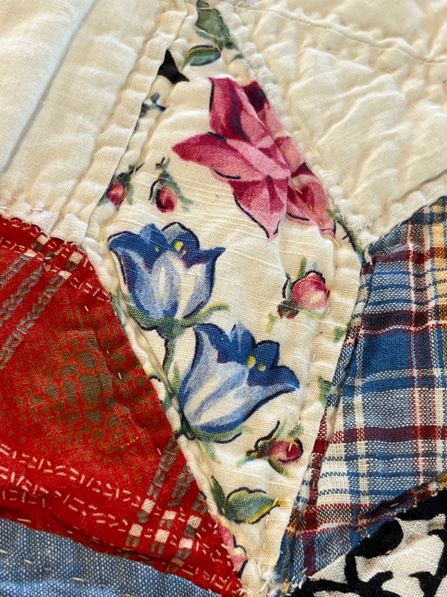 Scrappy Feedsack Touching Stars Quilt