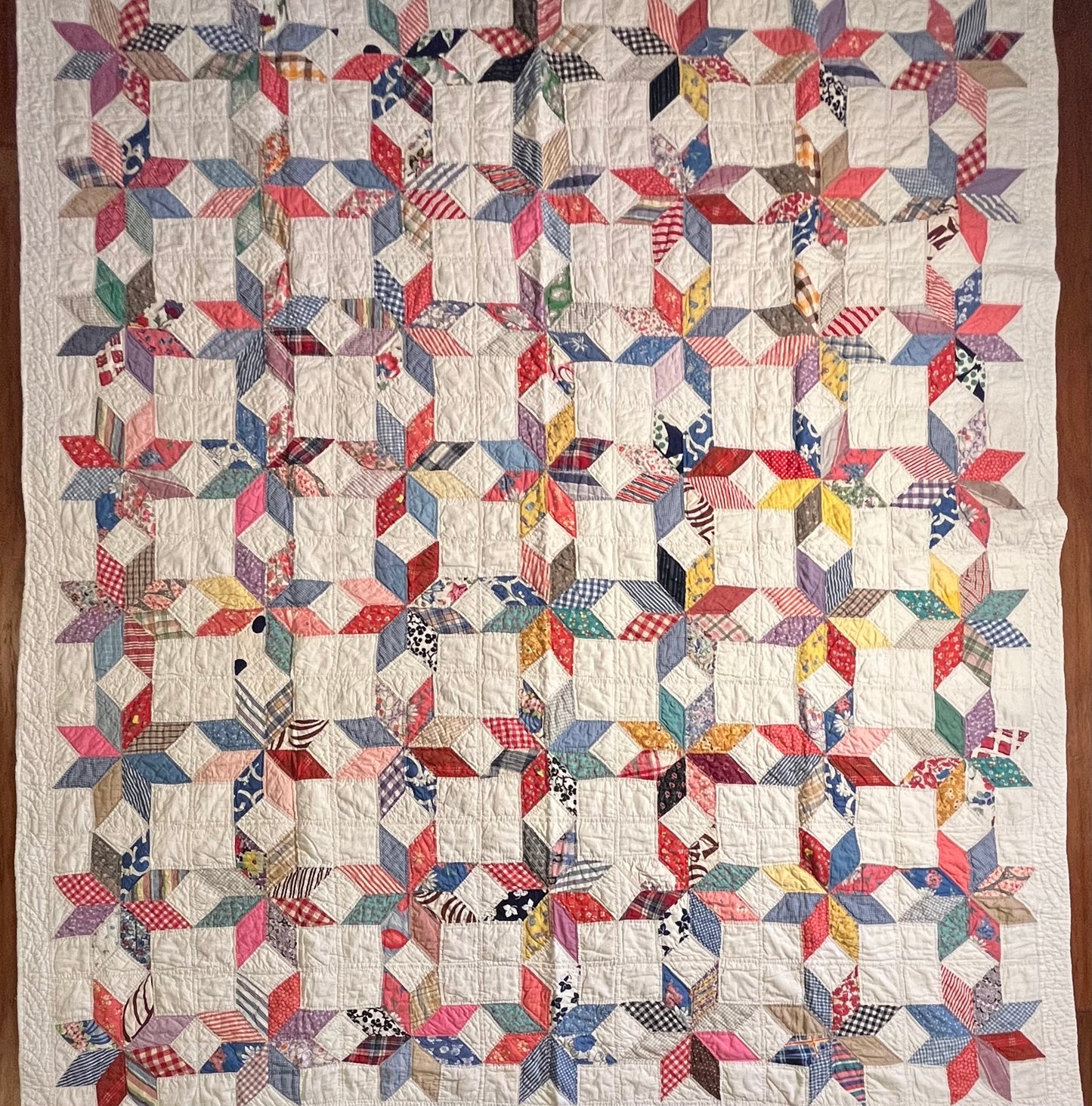 Scrappy Feedsack Touching Stars Quilt