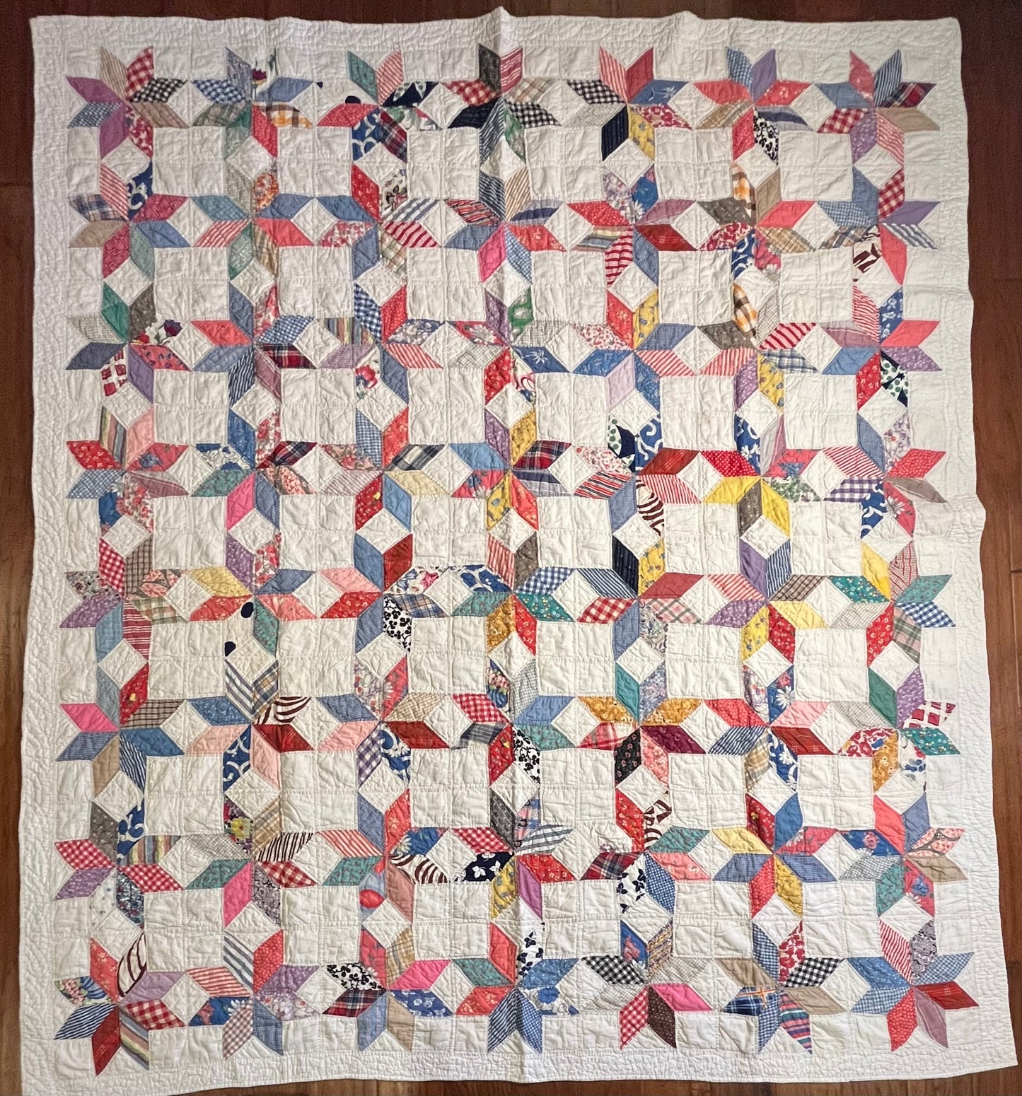 Scrappy Feedsack Touching Stars Quilt
