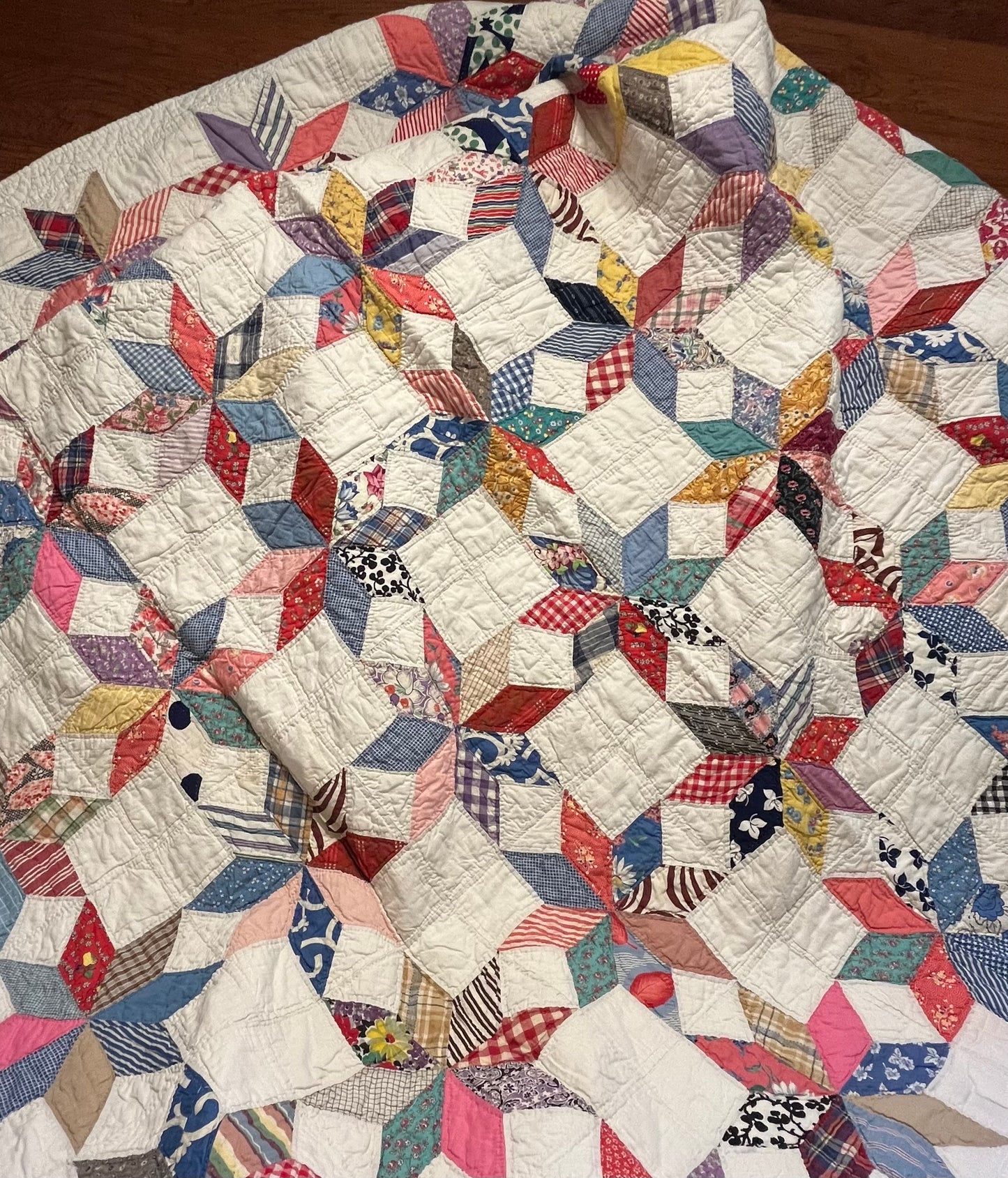 Scrappy Feedsack Touching Stars Quilt