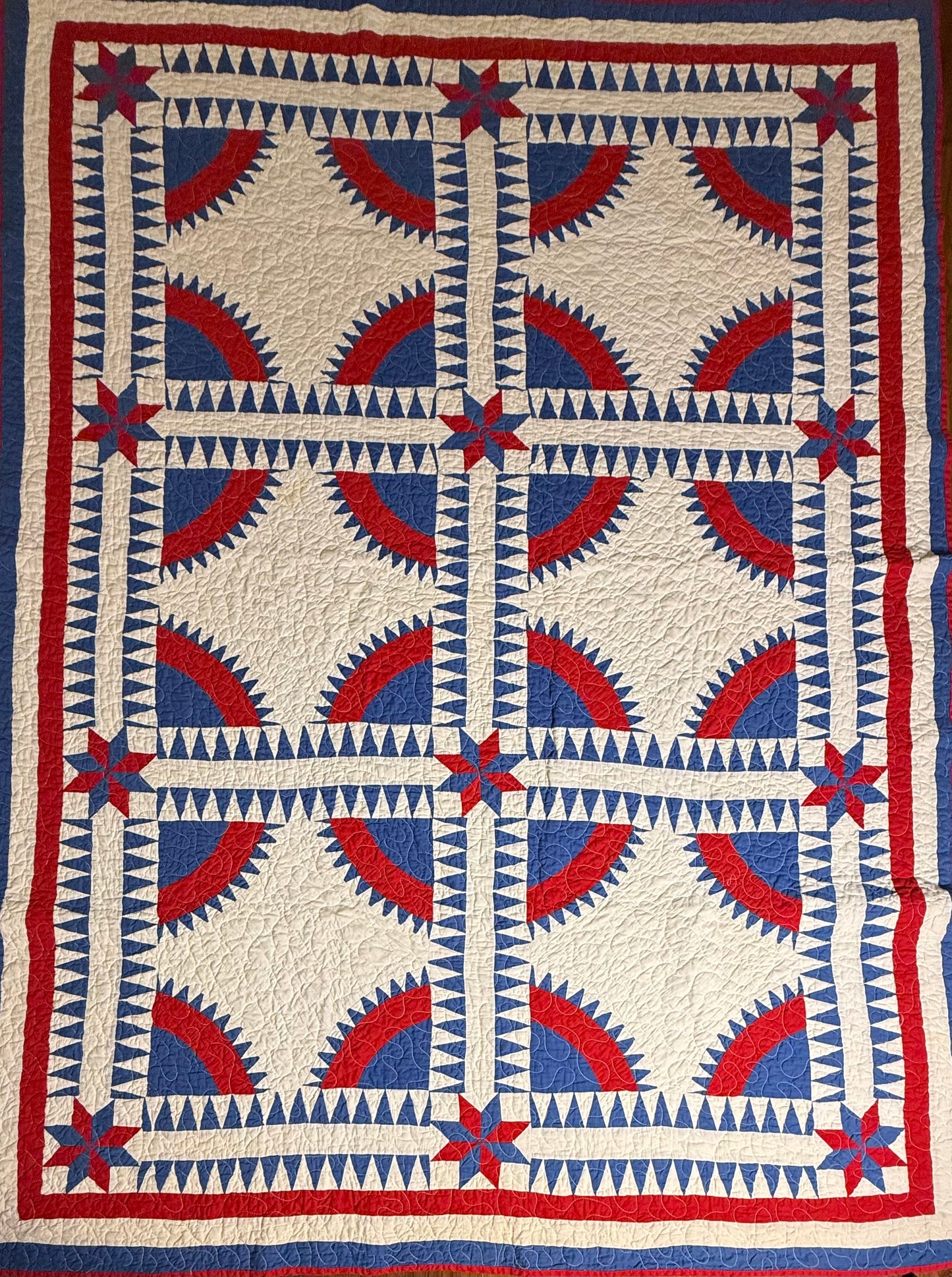 Rocky Mountain Road Vintage Quilt-Red, White and Blue