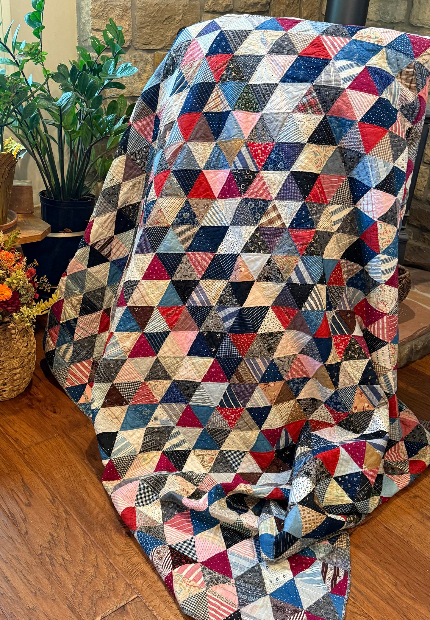 Scrappy One Patch Triangles Quilt