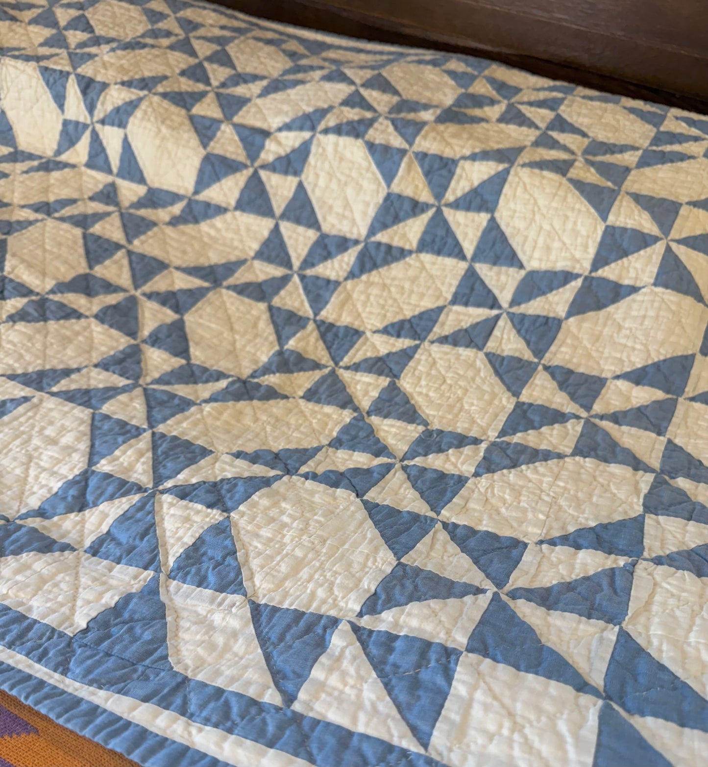 Pinwheel Stars in Blue and White - Crib/Youth Quilt