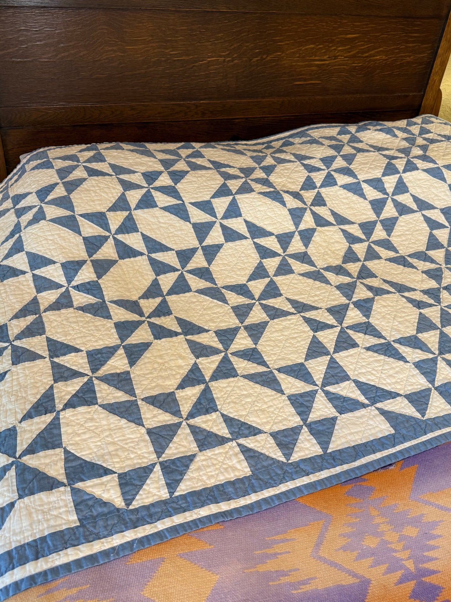 Pinwheel Stars in Blue and White - Crib/Youth Quilt