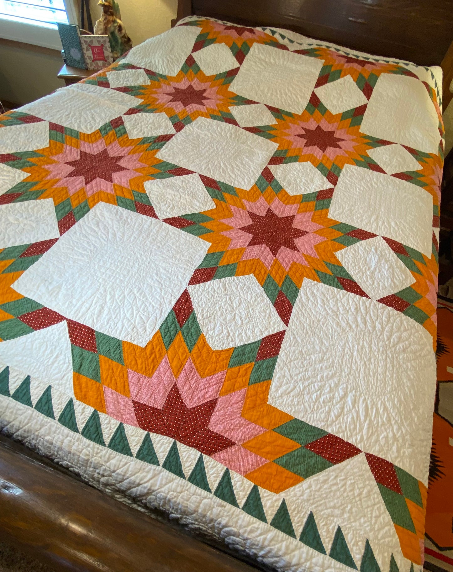 Touching 8 Point Stars Quilt with Sawtooth Border
