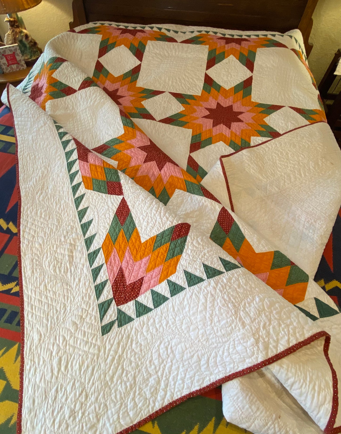 Touching 8 Point Stars Quilt with Sawtooth Border
