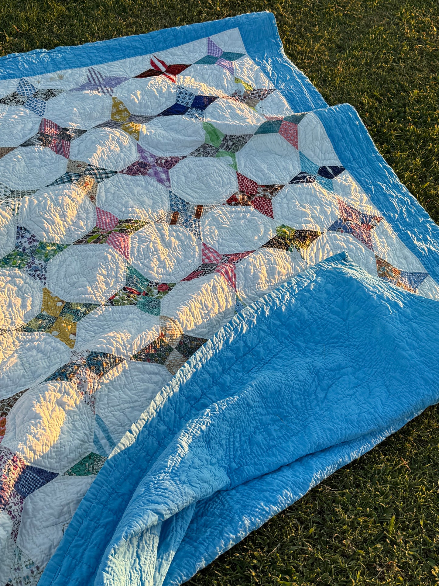 Scrappy Periwinkle Stars Quilt