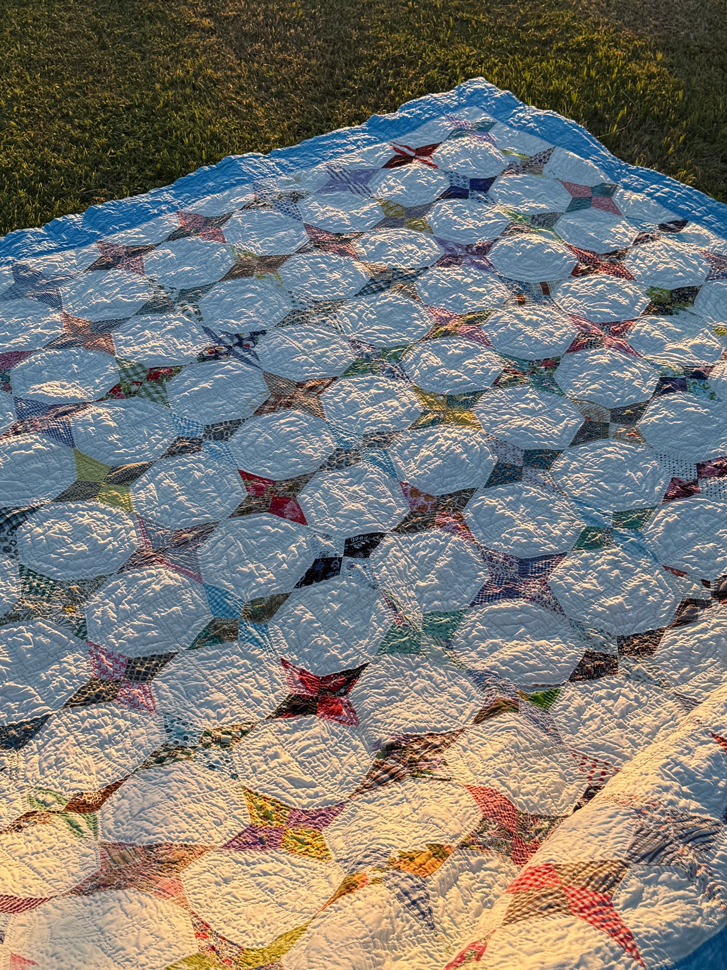 Scrappy Periwinkle Stars Quilt