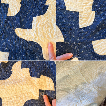 Blue and White Drunkards Path Quilt