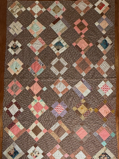 Early Variable 9 Block Patchwork Quilt