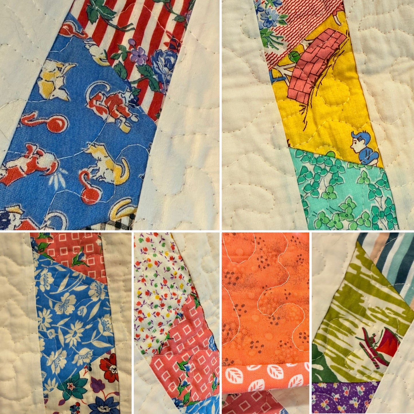 Delightful String Stars Vintage Quilt