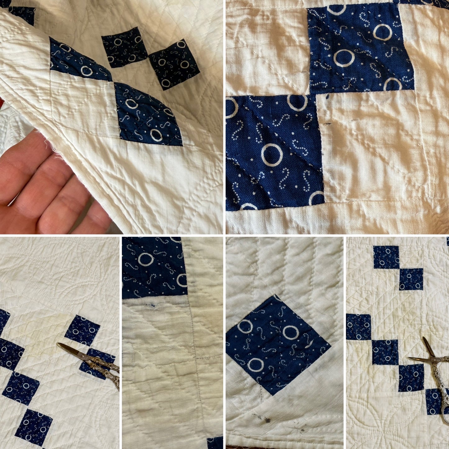 Early Indigo 9 Patch 4 Patch Quilt